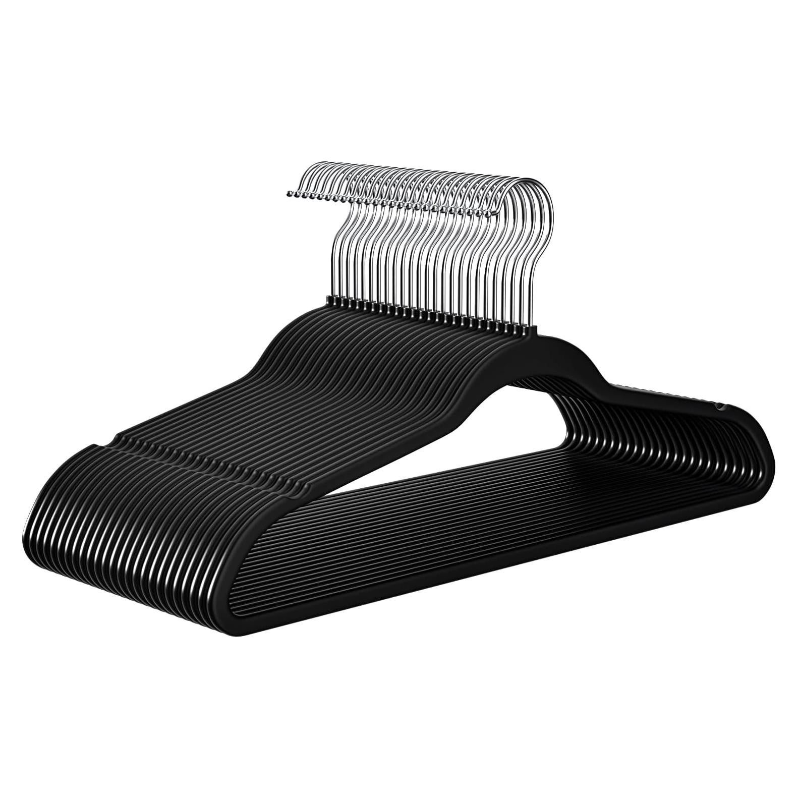 Perchas de Plástico MIZGI 50 Piezas Ahorra Espacio Negro