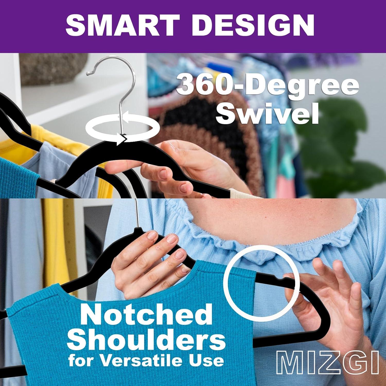 Perchas de Plástico MIZGI 50 Piezas Ahorra Espacio Negro