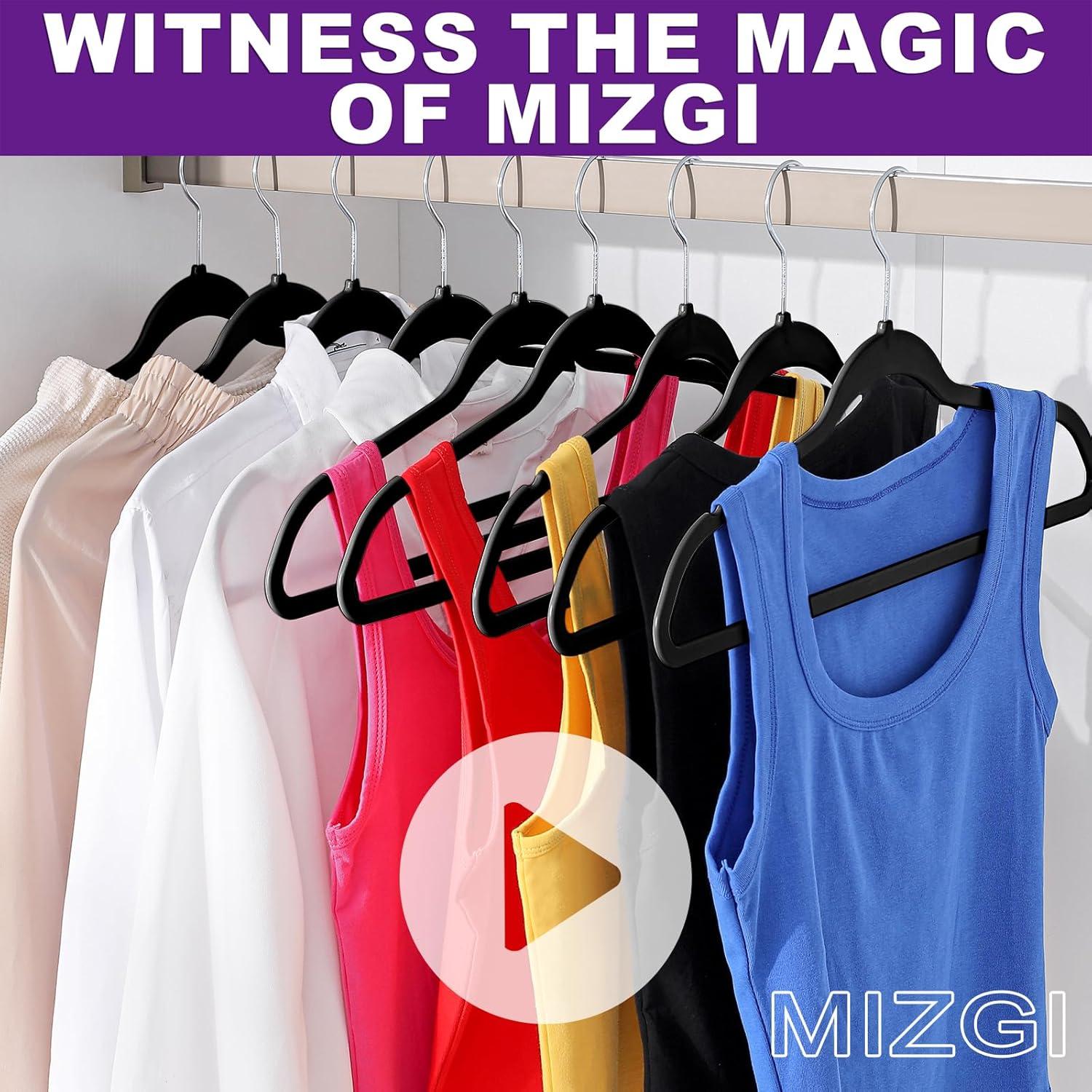 Perchas de Plástico MIZGI 50 Piezas Ahorra Espacio Negro