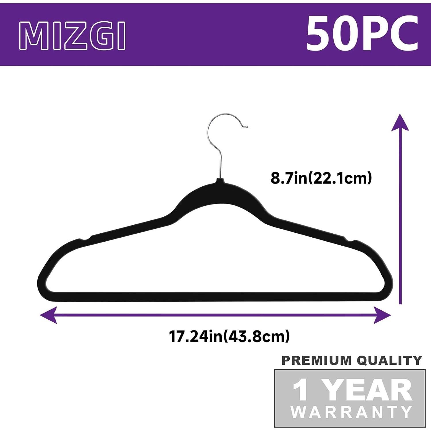 Perchas de Plástico MIZGI 50 Piezas Ahorra Espacio Negro