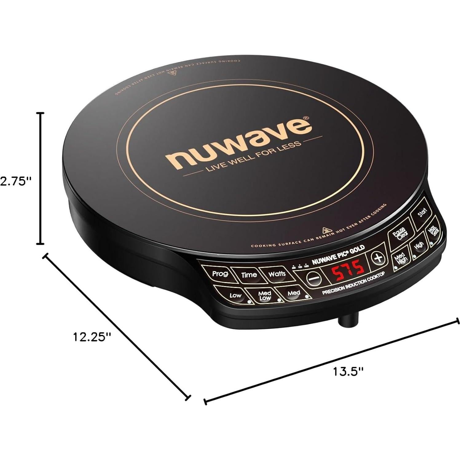 Cocina de Inducción Nuwave PIC Oro 30,48 cm Vidrio Cerámico