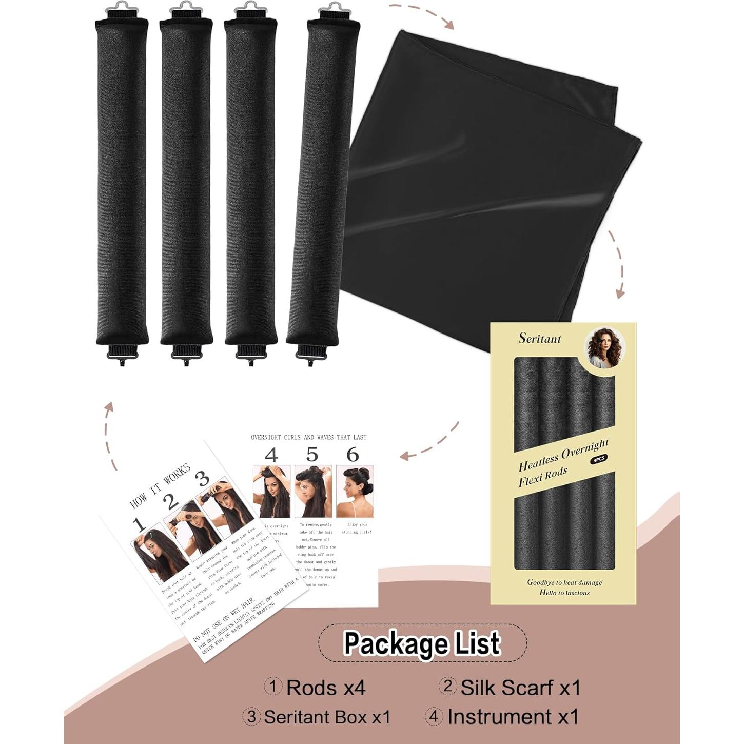 Rizador de Cabello Sin Calor Seritant - 4 Varillas Terciopelo