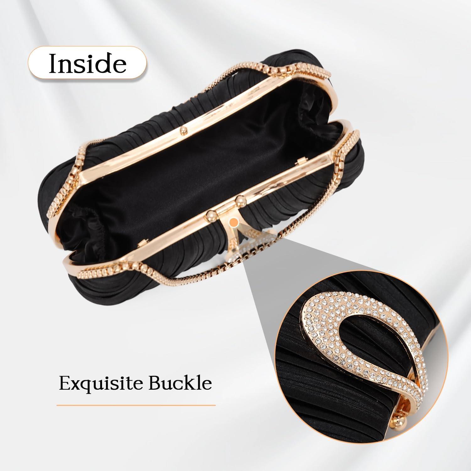 Bolso de mano Oweisong negro de satén para mujeres 21x11cm