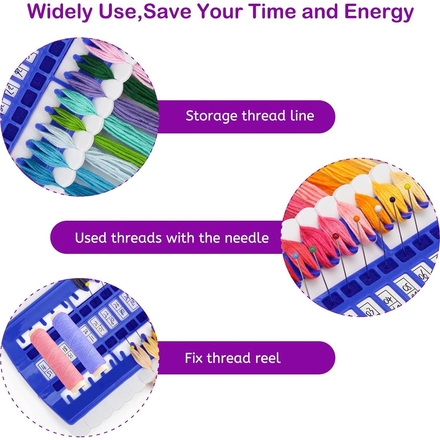 Organizador de Hilo Luxiv 50 Posiciones Azul con Tarjetas