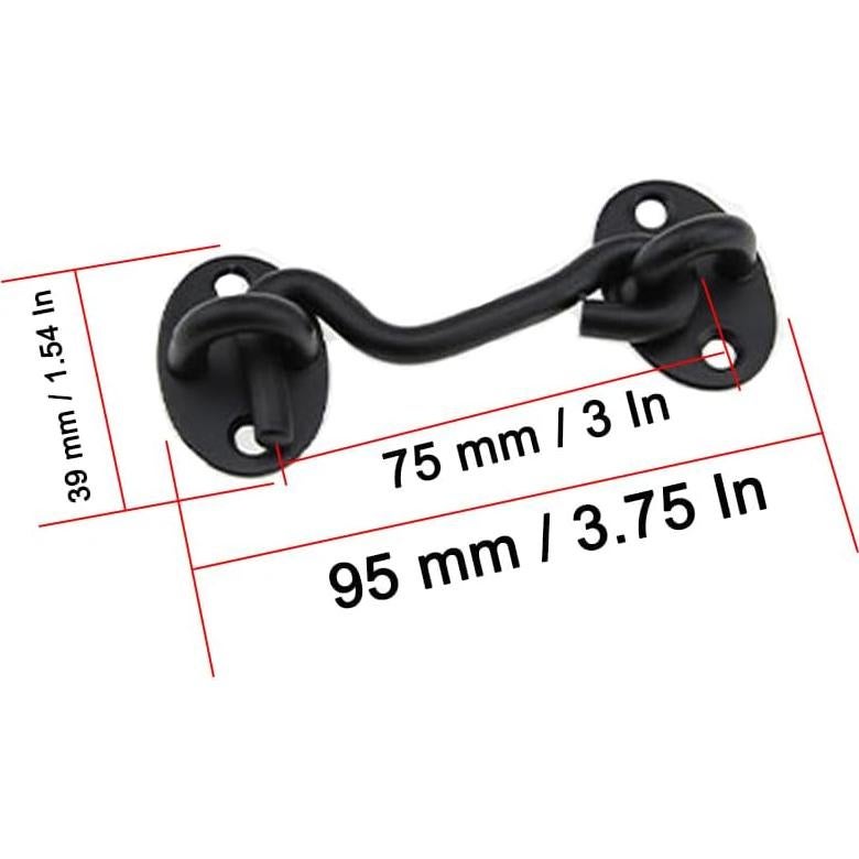 Paquete de 2 Pestillos de Puerta de Granero Wvapzwr 7.62 cm Negro