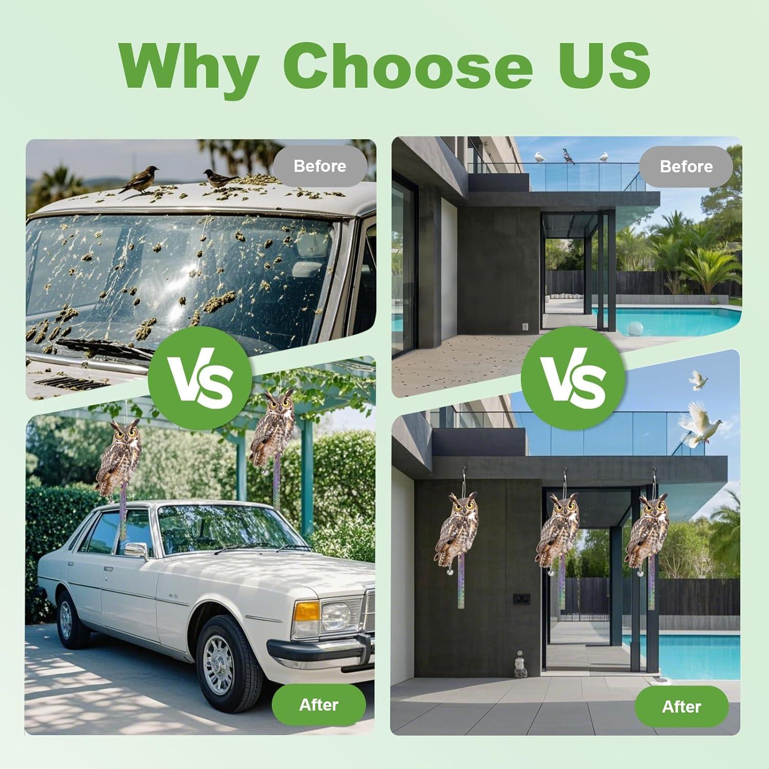 Búhos de plástico para ahuyentar palomas Kungfu Mall 3 Pcs