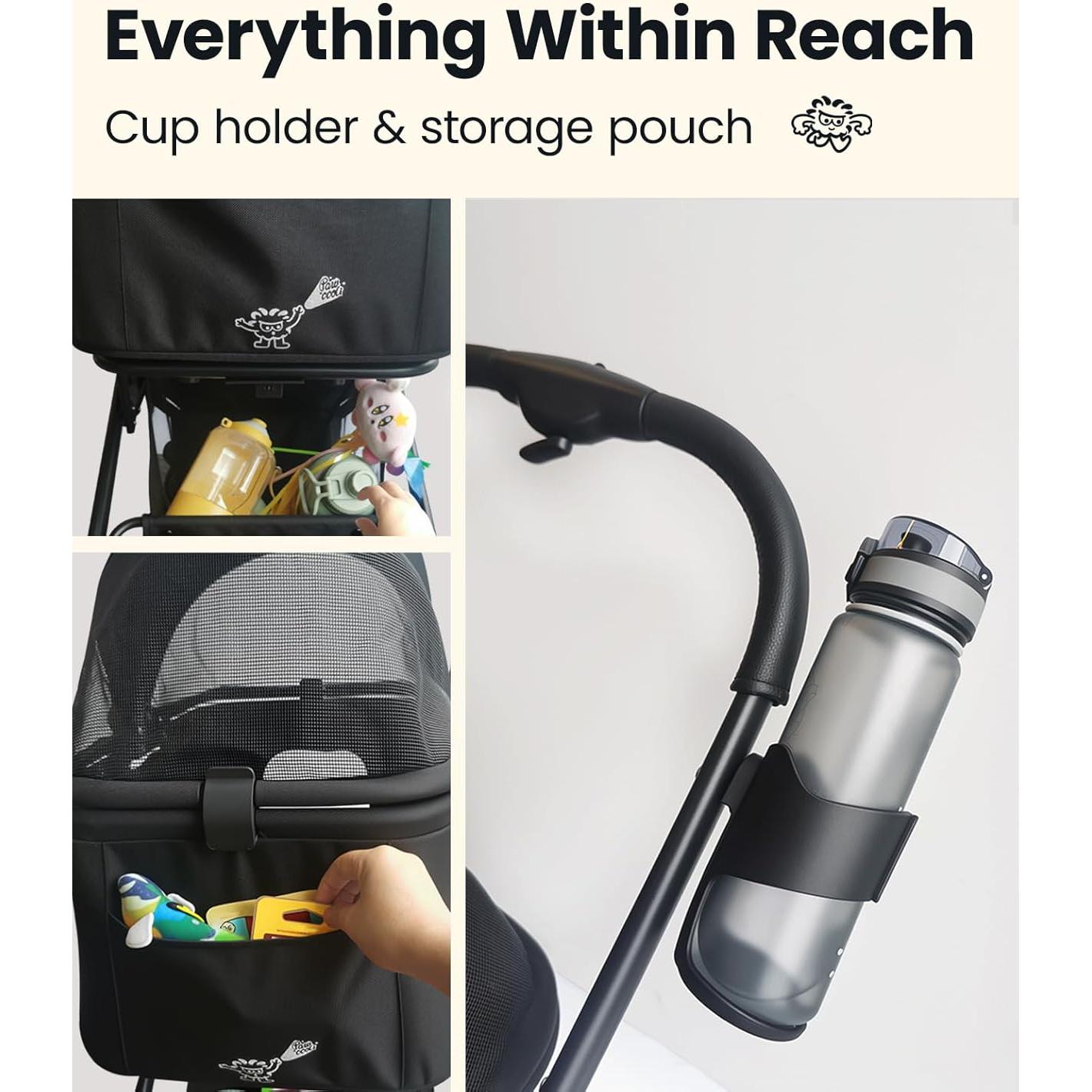 Carrito para Mascotas Pawccoli PCL-PS03 Negro 15 kg Plegable