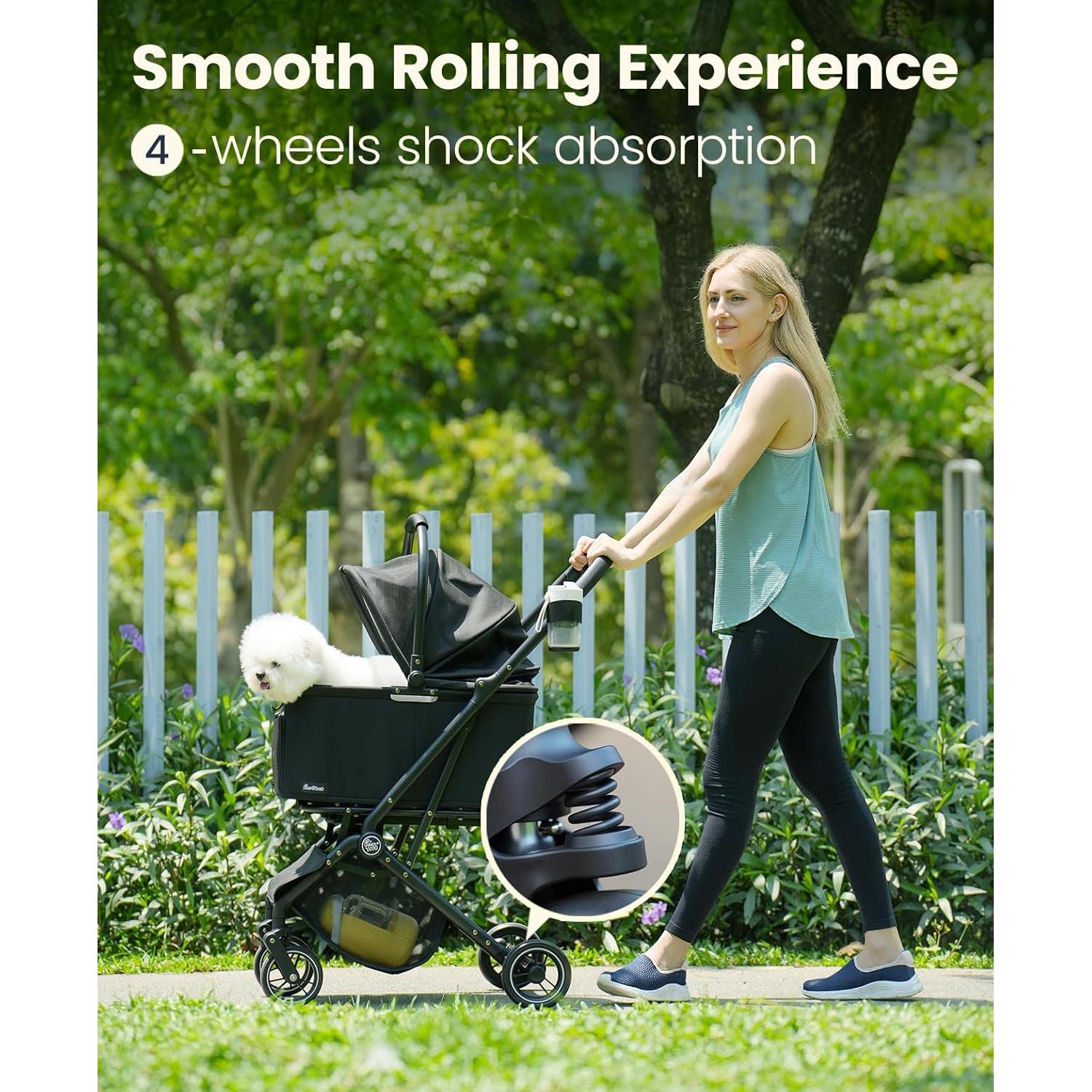 Carrito para Mascotas Pawccoli PCL-PS03 Negro 15 kg Plegable