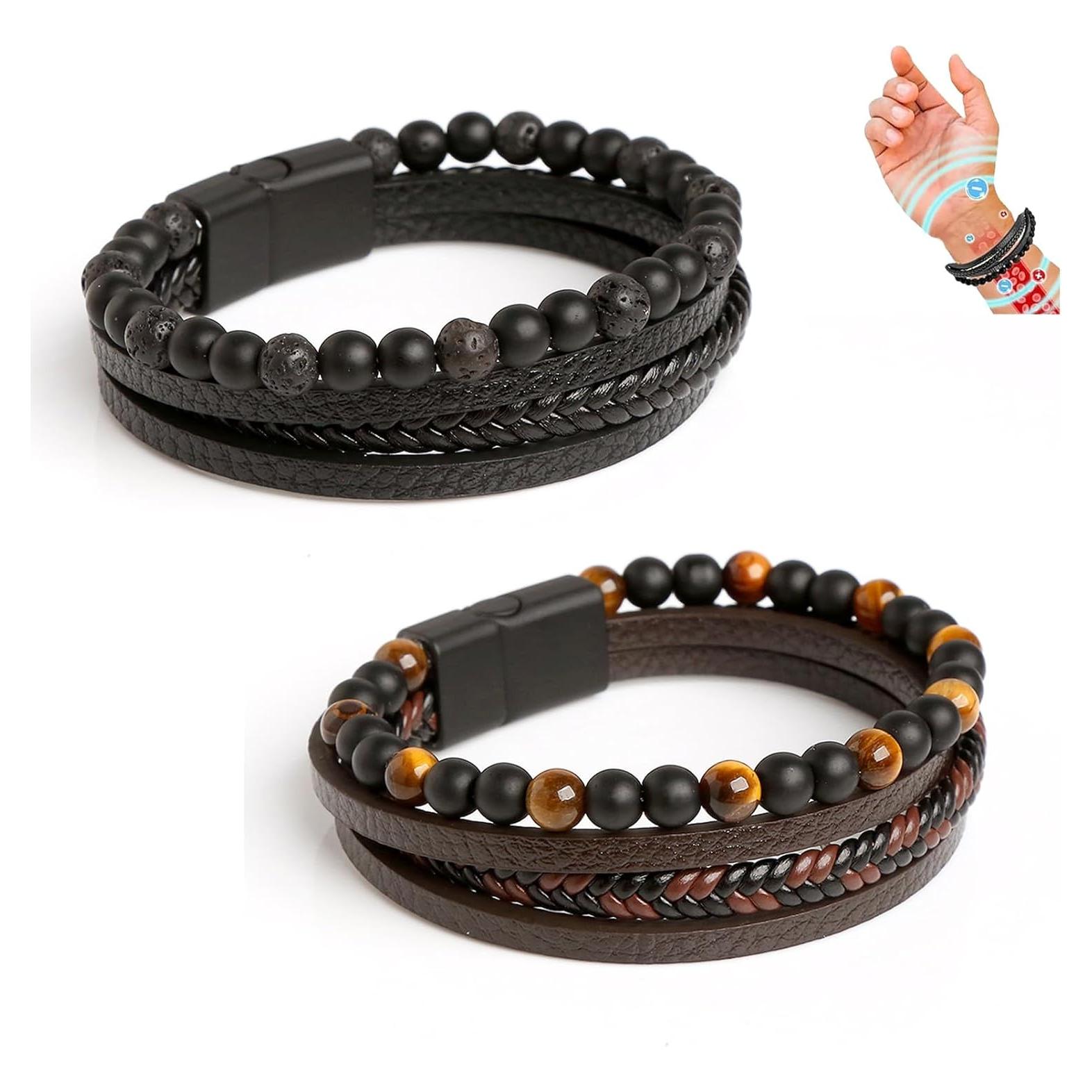 Pulsera de Bienestar Volcanicx de Cuentas de Ágata 21.5 cm