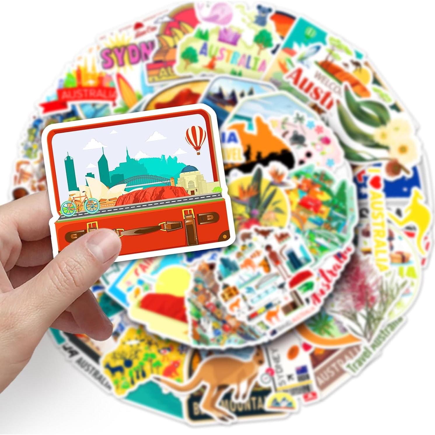 Pegatinas de Vinilo Temáticas de Australia 50 Pcs Impermeables
