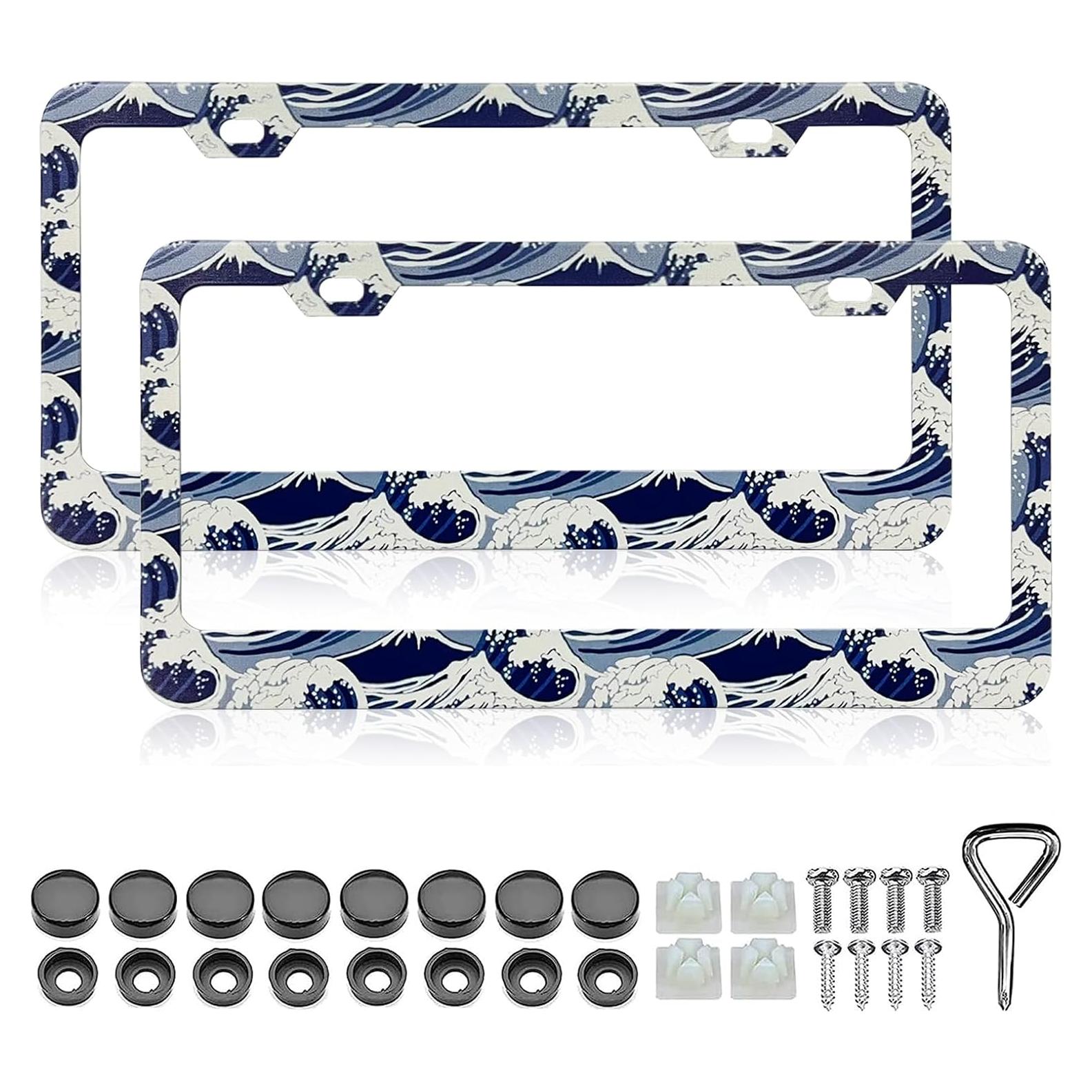 Marco de Placa de Licencia Aluminio LIN KANG Olas del Océano