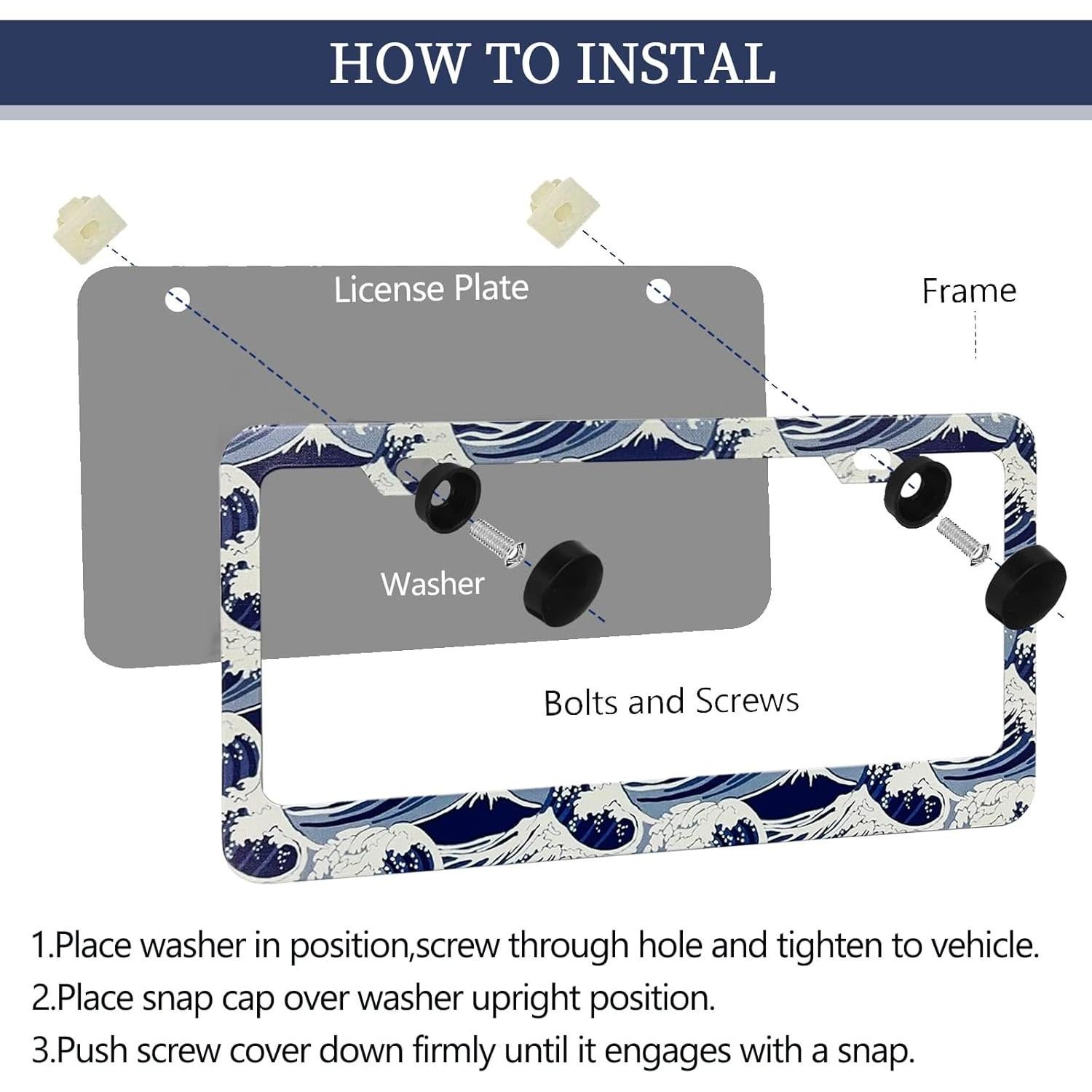 Marco de Placa de Licencia Aluminio LIN KANG Olas del Océano
