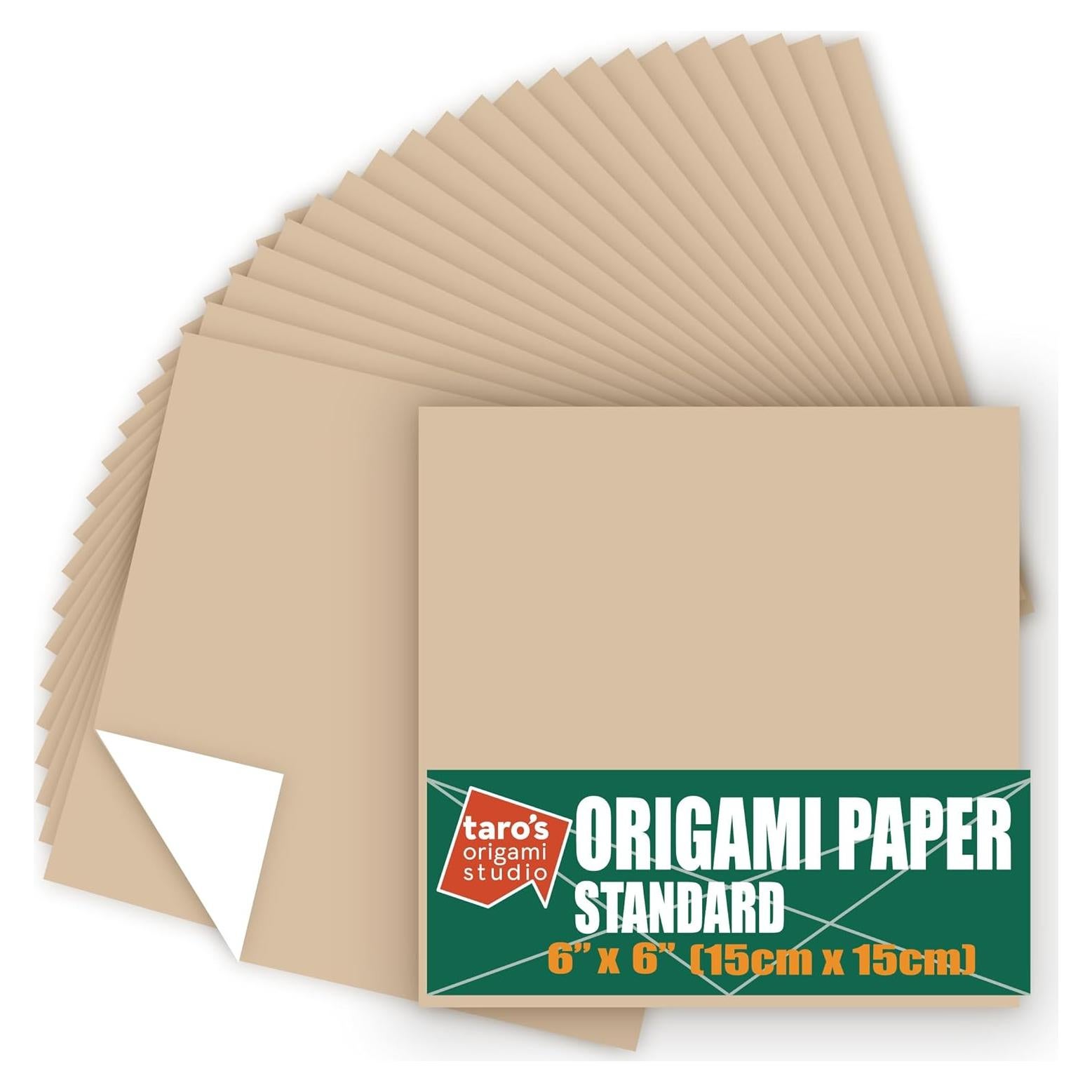 Papel de Origami Estándar Taro 15 cm Beige 50 Hojas Hecho en Japón