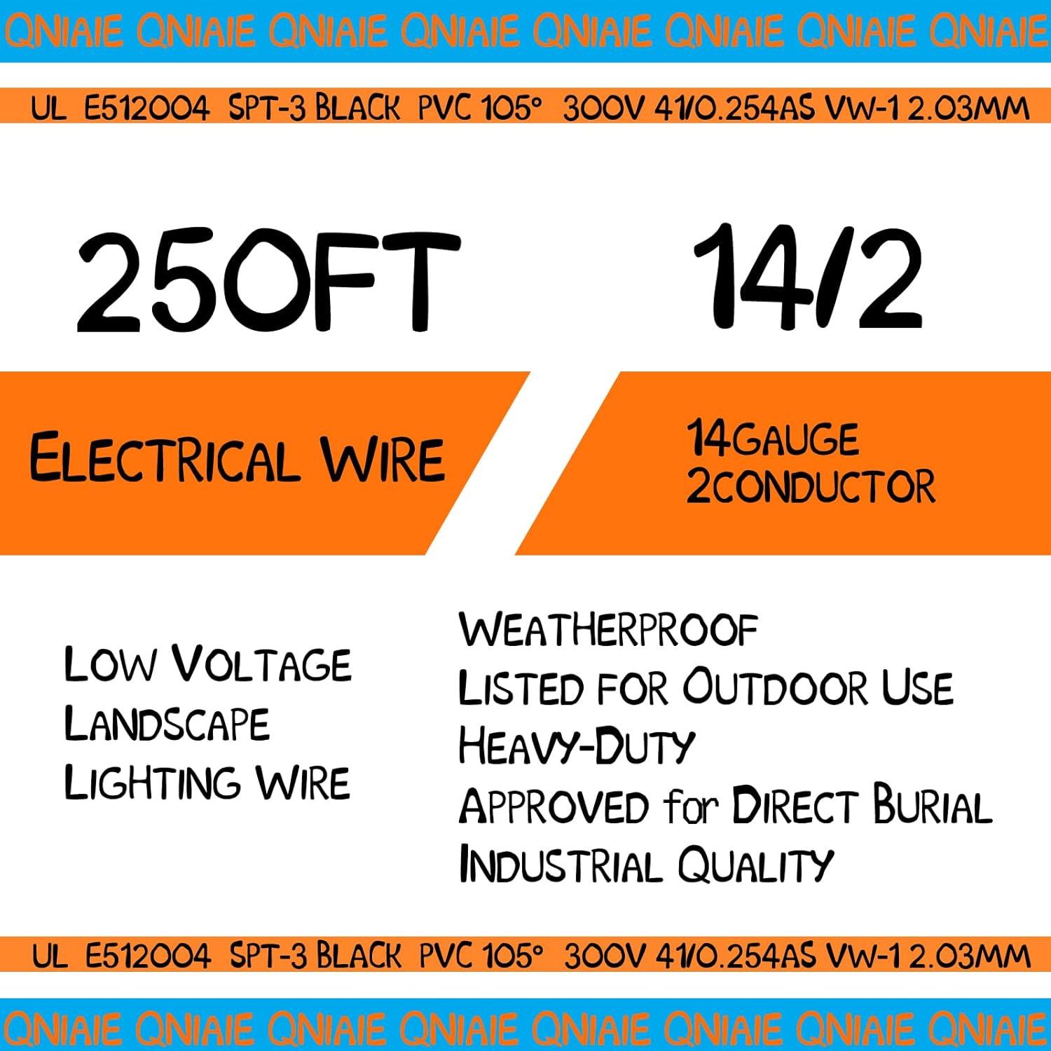 Cable de Paisajismo 14 AWG QNIAIE 76.2 m Negro UL