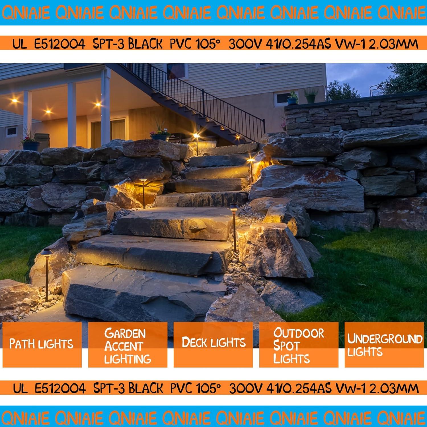 Cable de Paisajismo 14 AWG QNIAIE 76.2 m Negro UL