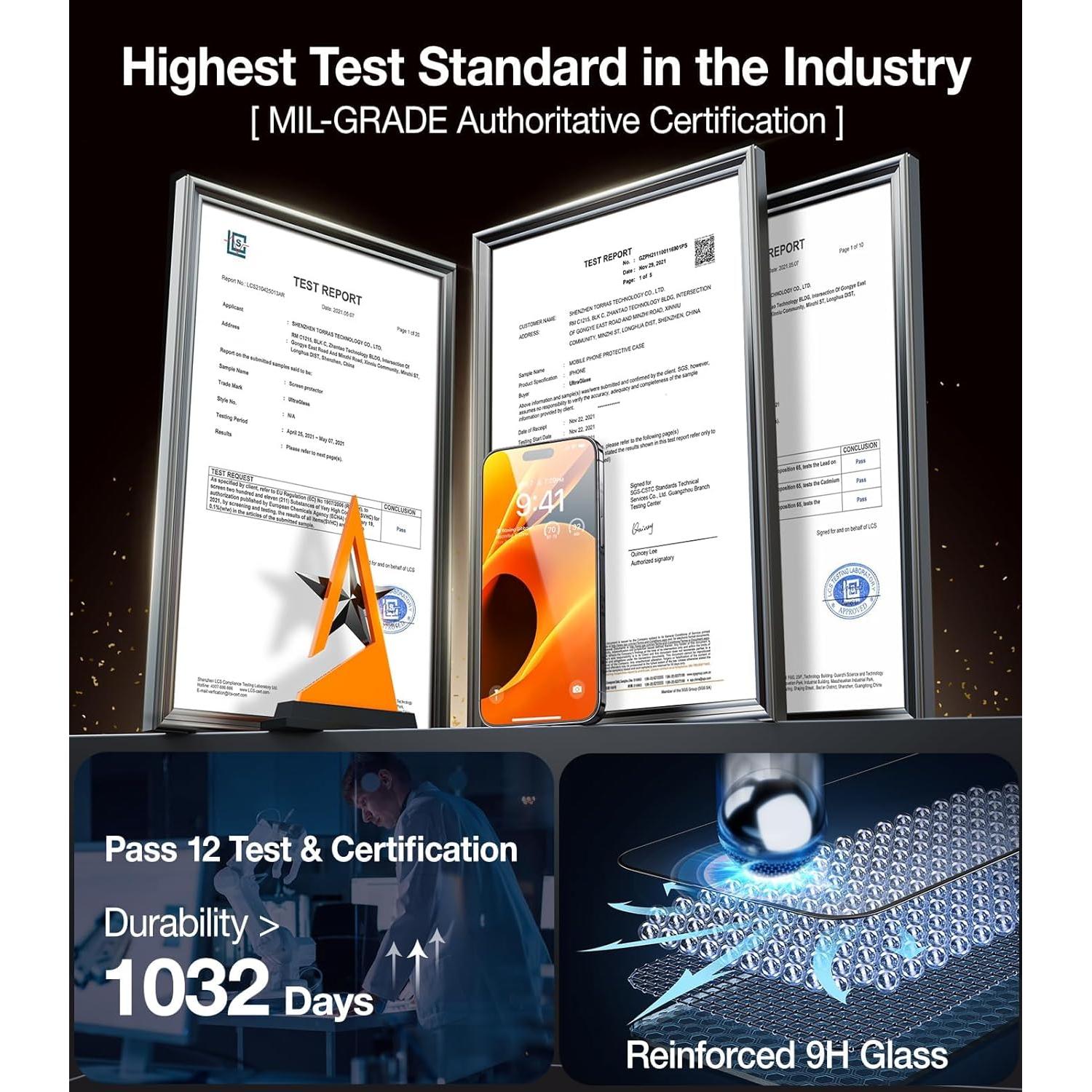 Protector de Pantalla UltraGlass 9H+ para iPhone 16 Pro