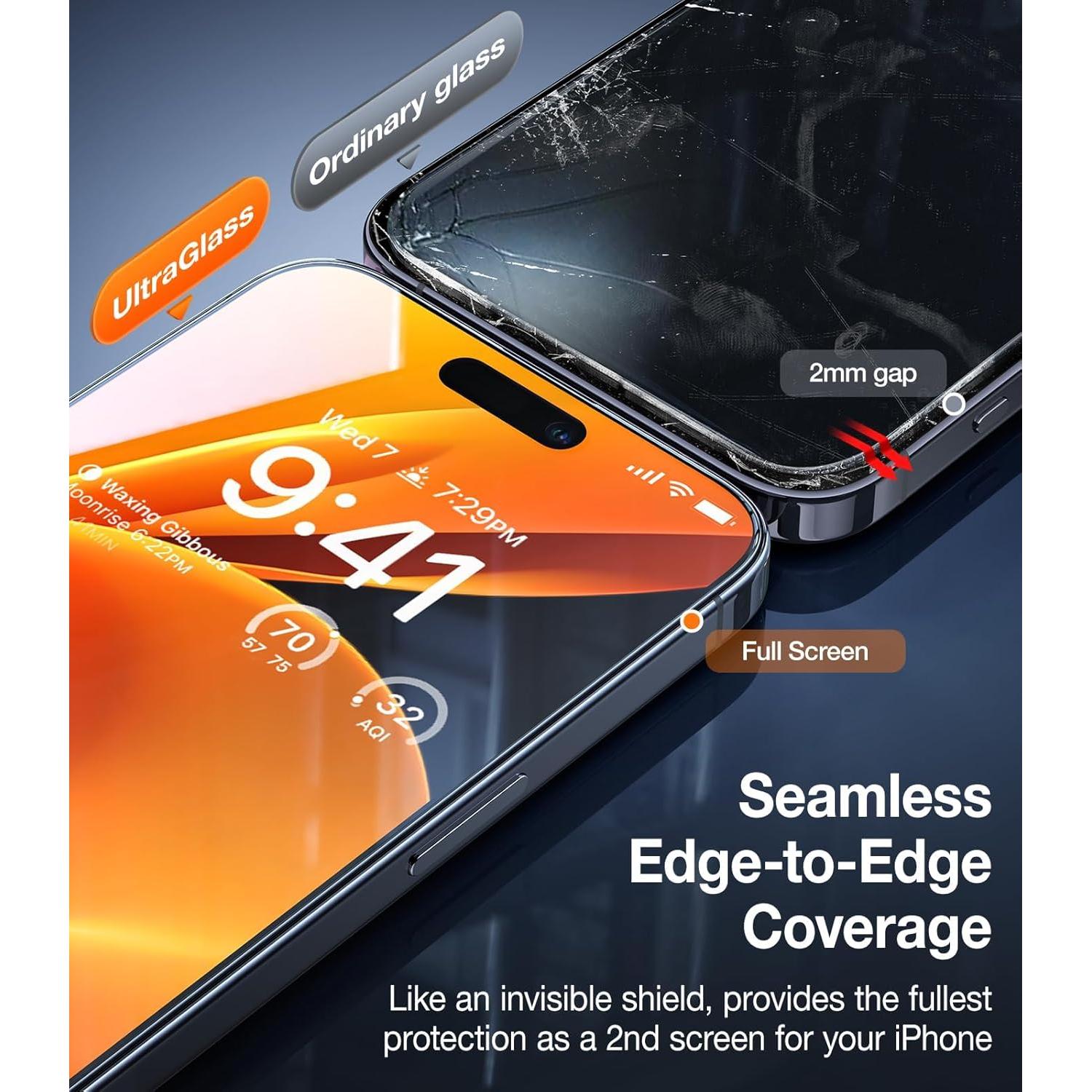 Protector de Pantalla UltraGlass 9H+ para iPhone 16 Pro