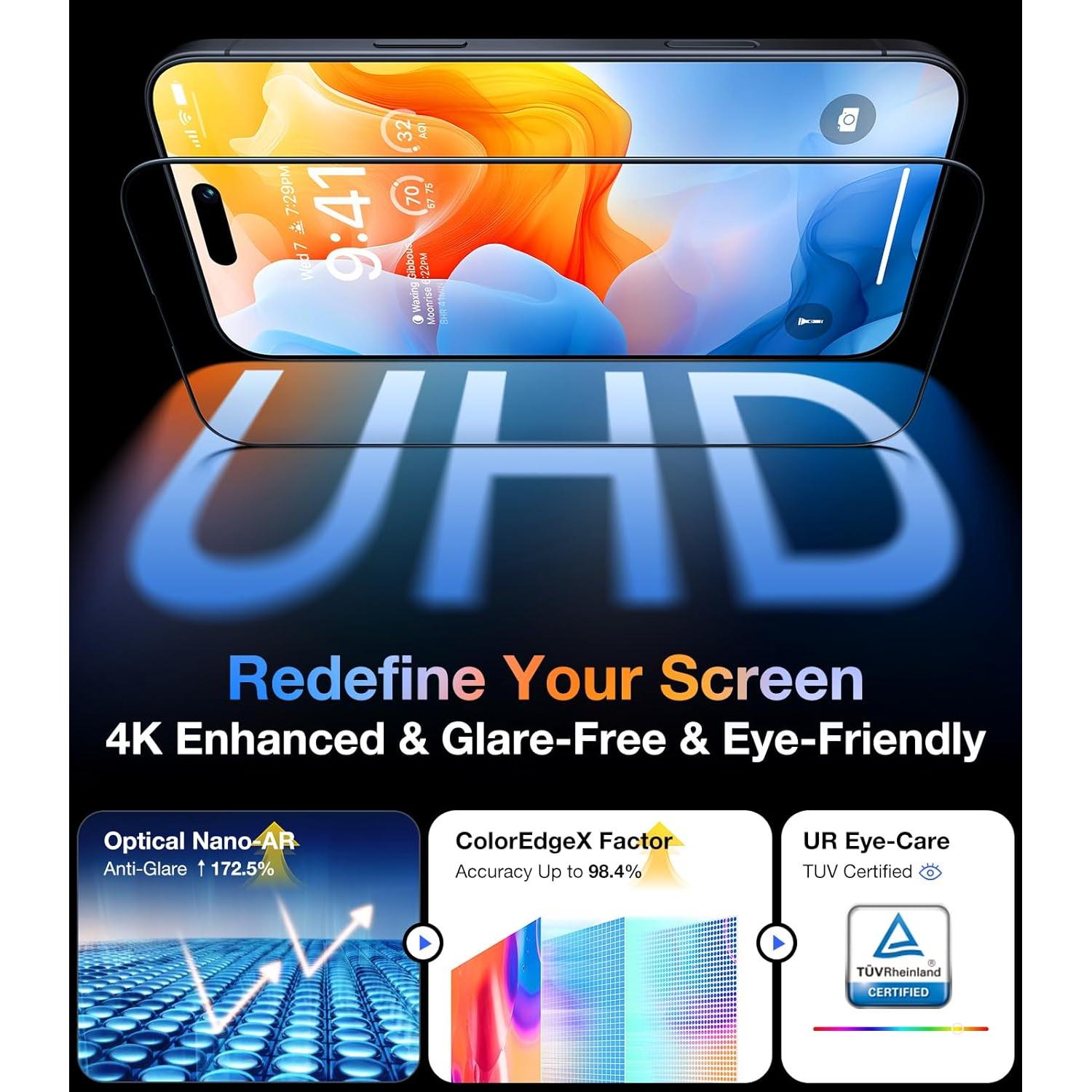 Protector de Pantalla UltraGlass 9H+ para iPhone 16 Pro