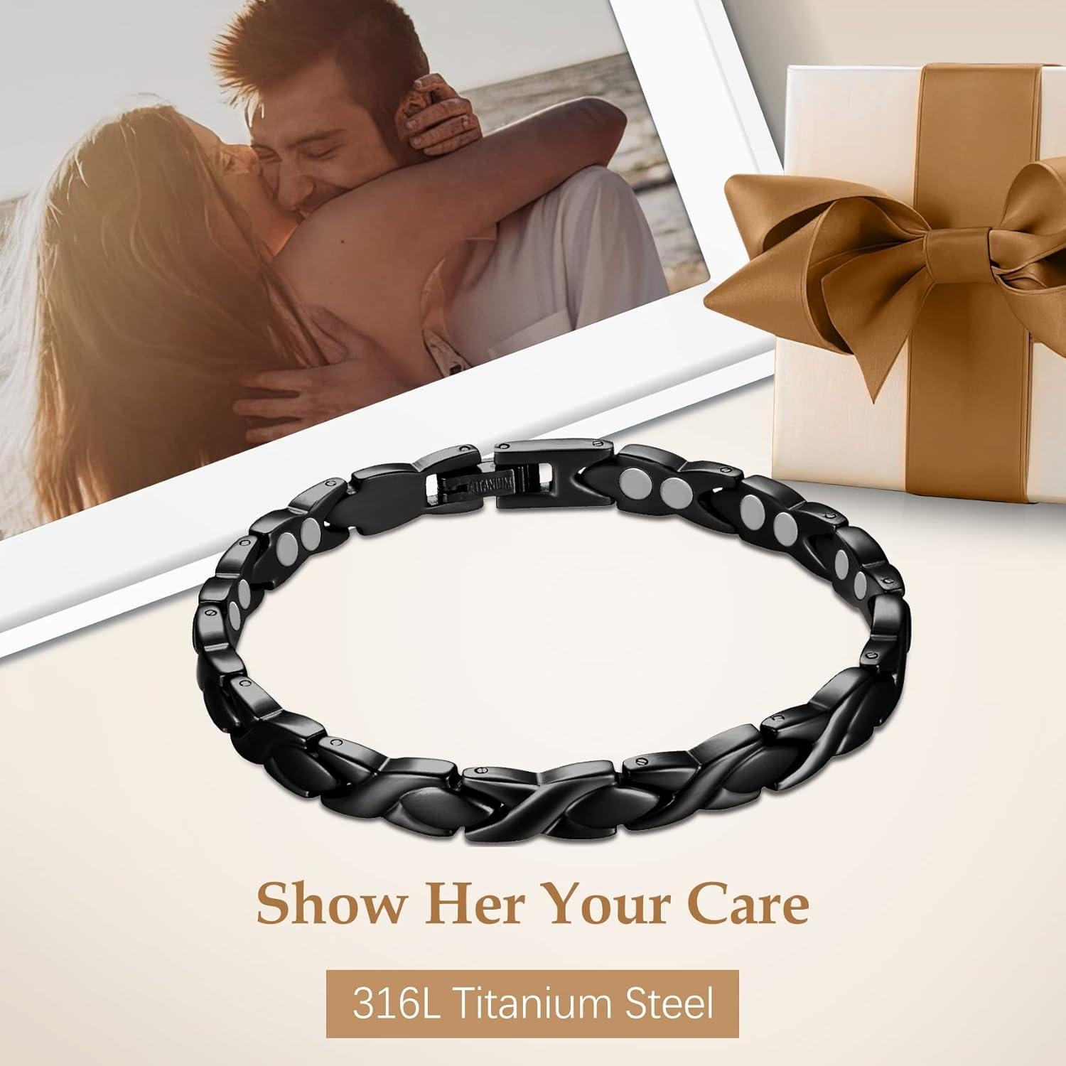 Pulsera Magnética Feraco para Mujeres de Acero Titanio 22 cm