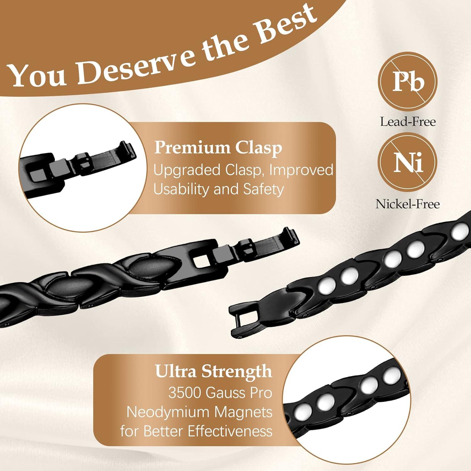 Pulsera Magnética Feraco para Mujeres de Acero Titanio 22 cm