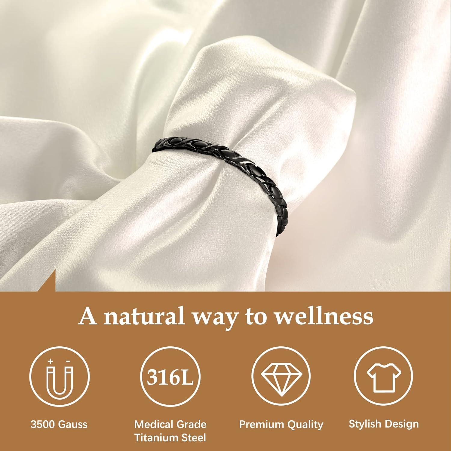 Pulsera Magnética Feraco para Mujeres de Acero Titanio 22 cm