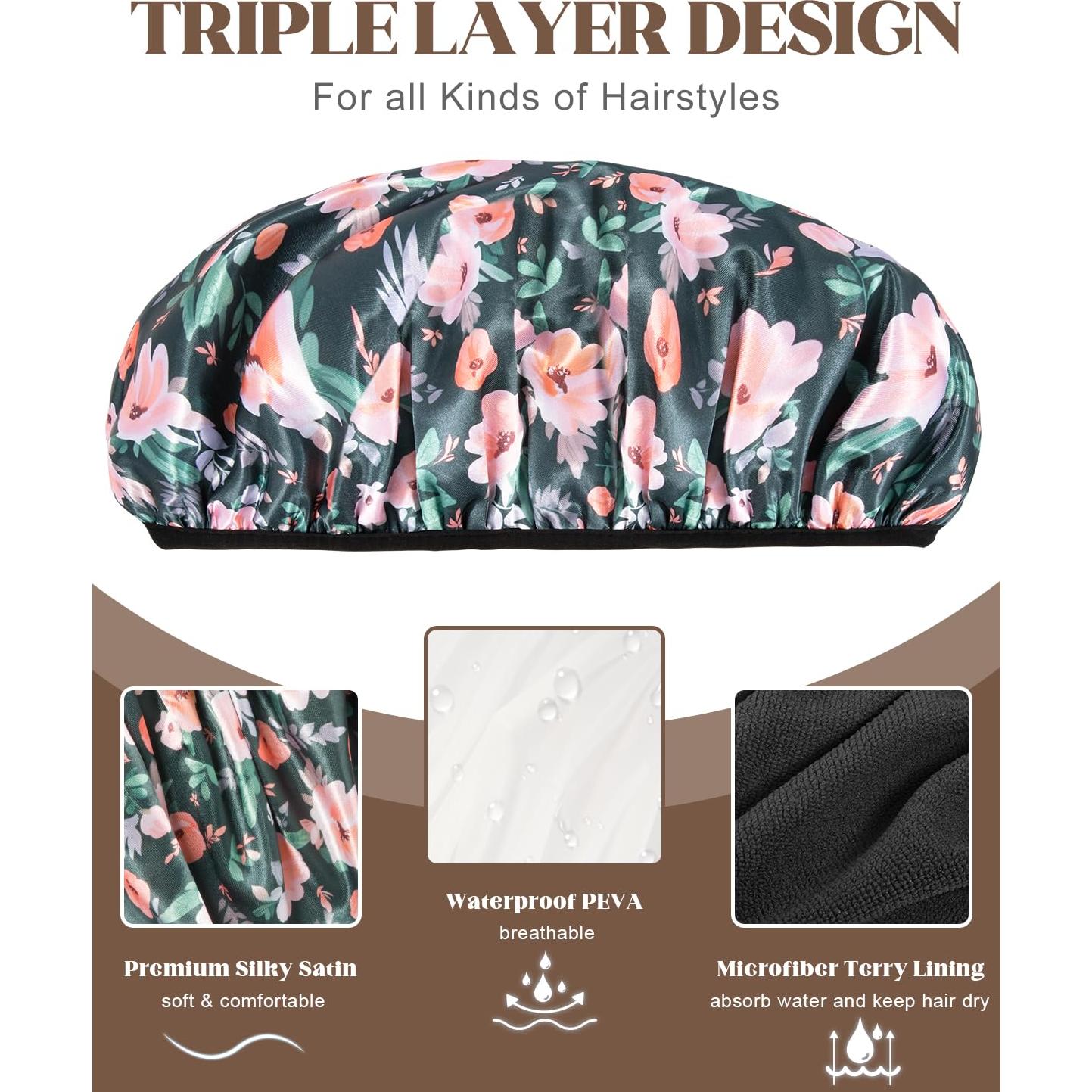 Gorro de Ducha Grande Auban Forrado de Terry Impermeable