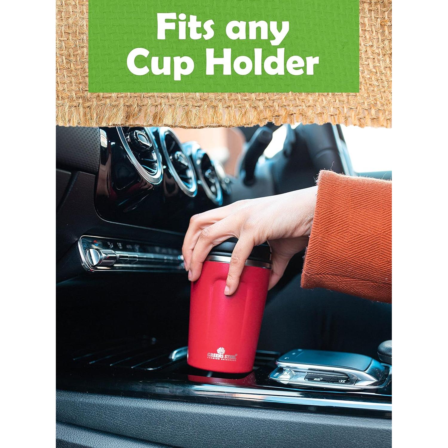 Taza de Café Aislada Greens Steel 350 ml Negra Acero Inoxidable