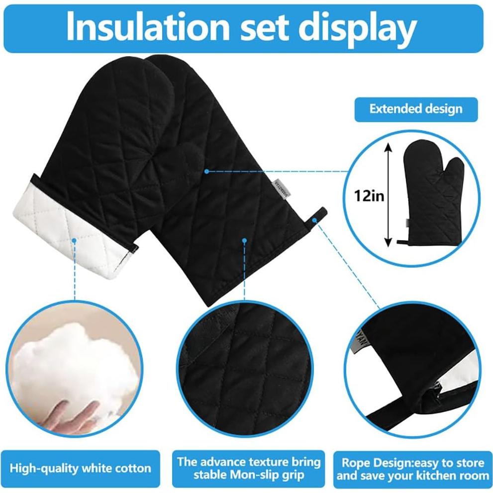 Set de Guantes de Horno y Agarraderas M MIAOYAN 4 Piezas