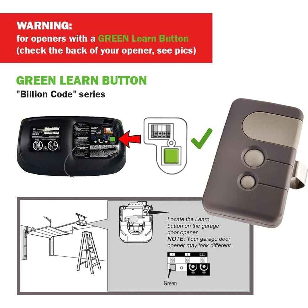 Control Remoto de Puerta de Garaje CARMATOR Verde - 2 Piezas