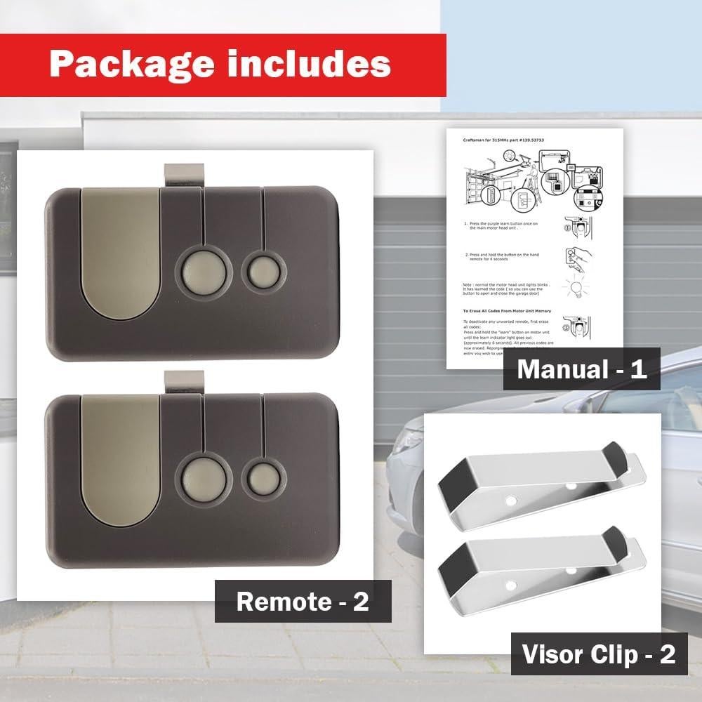Control Remoto de Puerta de Garaje CARMATOR Verde - 2 Piezas