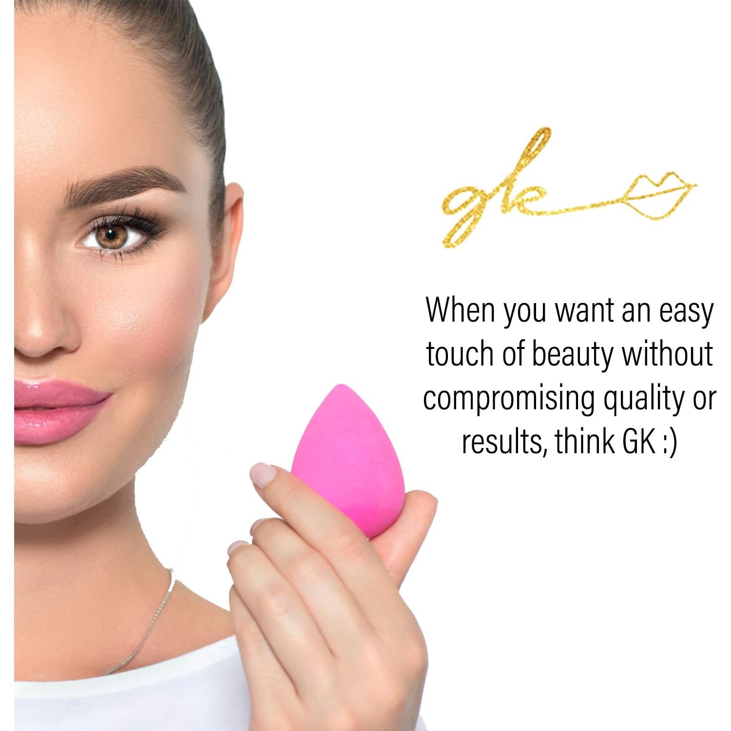 Juego de 2 Esponjas de Maquillaje GK - Alta Densidad, Rosa Fucsia