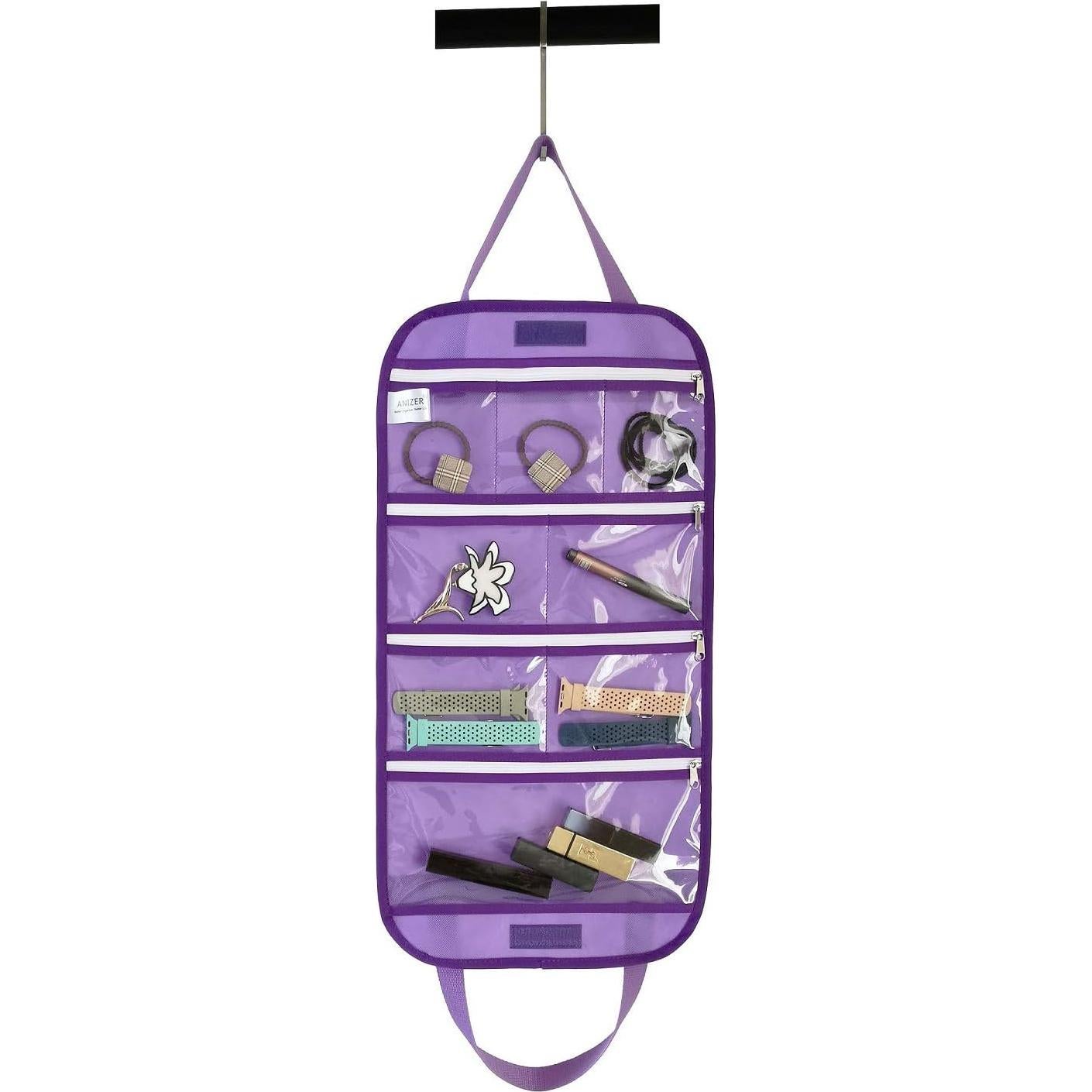 Organizador de Joyas Colgante ANIZER Púrpura 8 Bolsillos