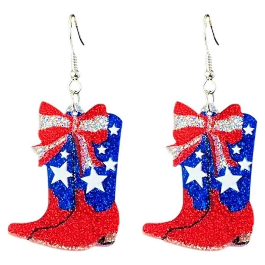 Pendientes Acrílicos Bandera Americana USA para Mujeres