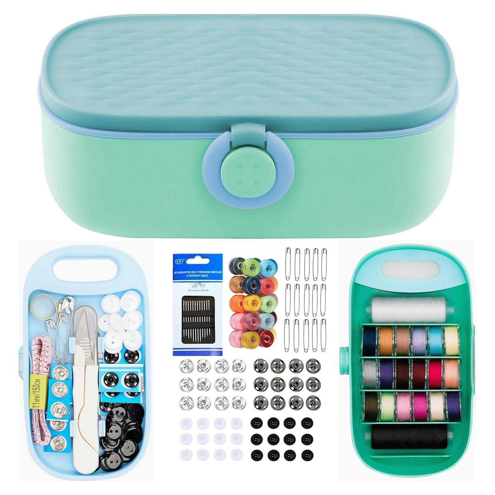 Kit de Costura Portátil WANSHUNLMI 140 Pcs Verde Azul