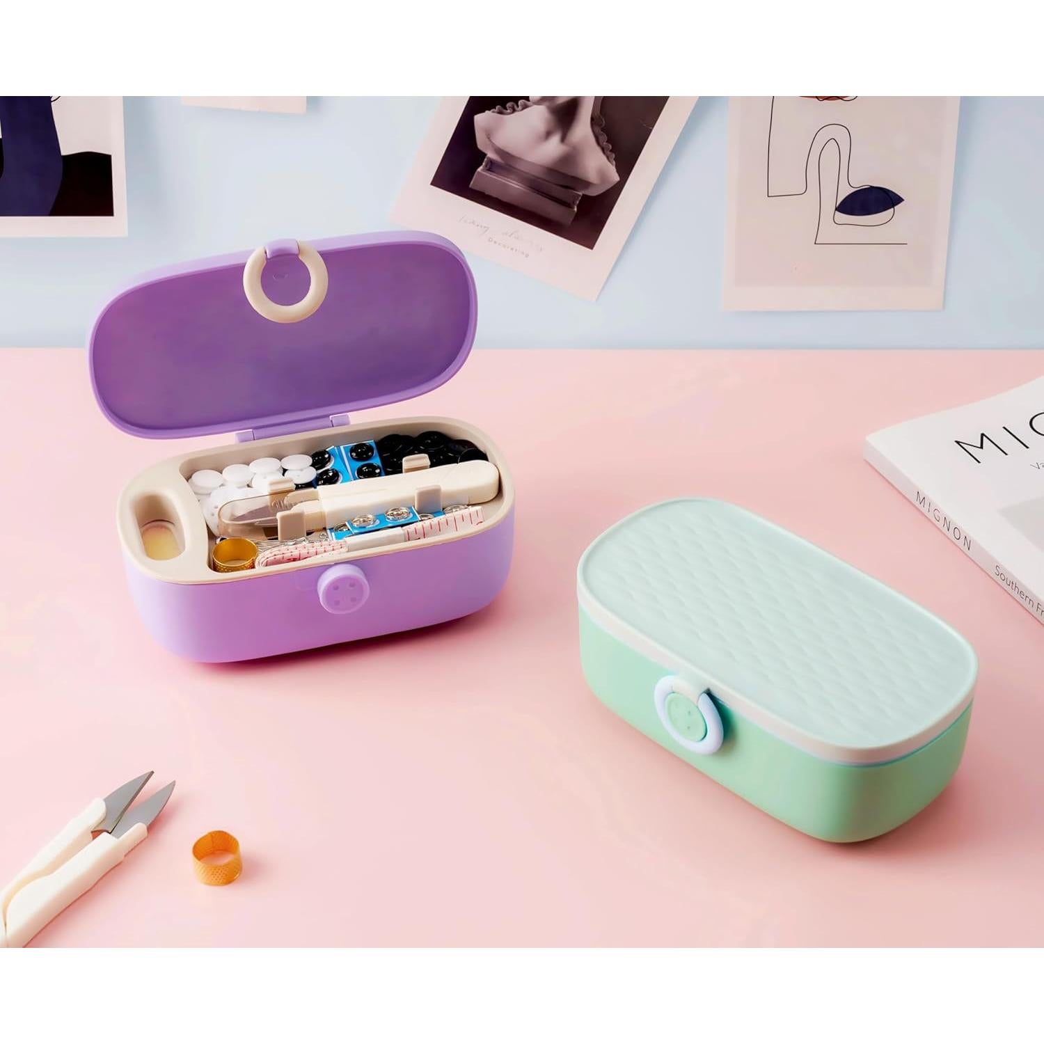 Kit de Costura Portátil WANSHUNLMI 140 Pcs Verde Azul