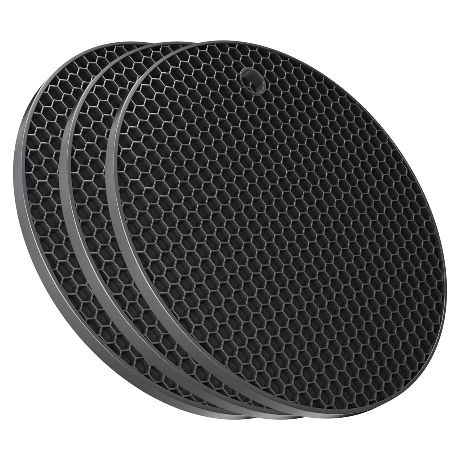 Trivetes de Silicona AUPTIM 8mm Set de 5 Negro para Cocina
