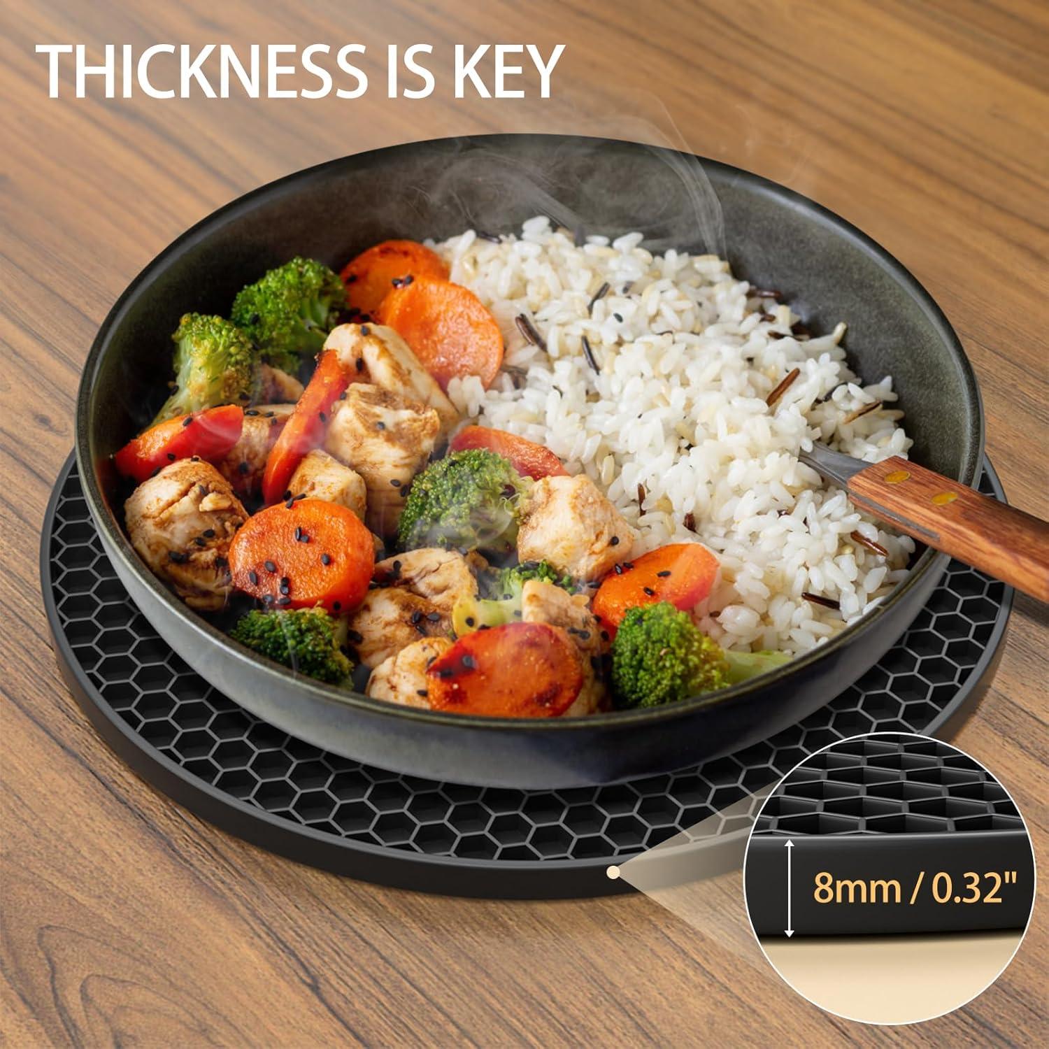 Trivetes de Silicona AUPTIM 8mm Set de 5 Negro para Cocina