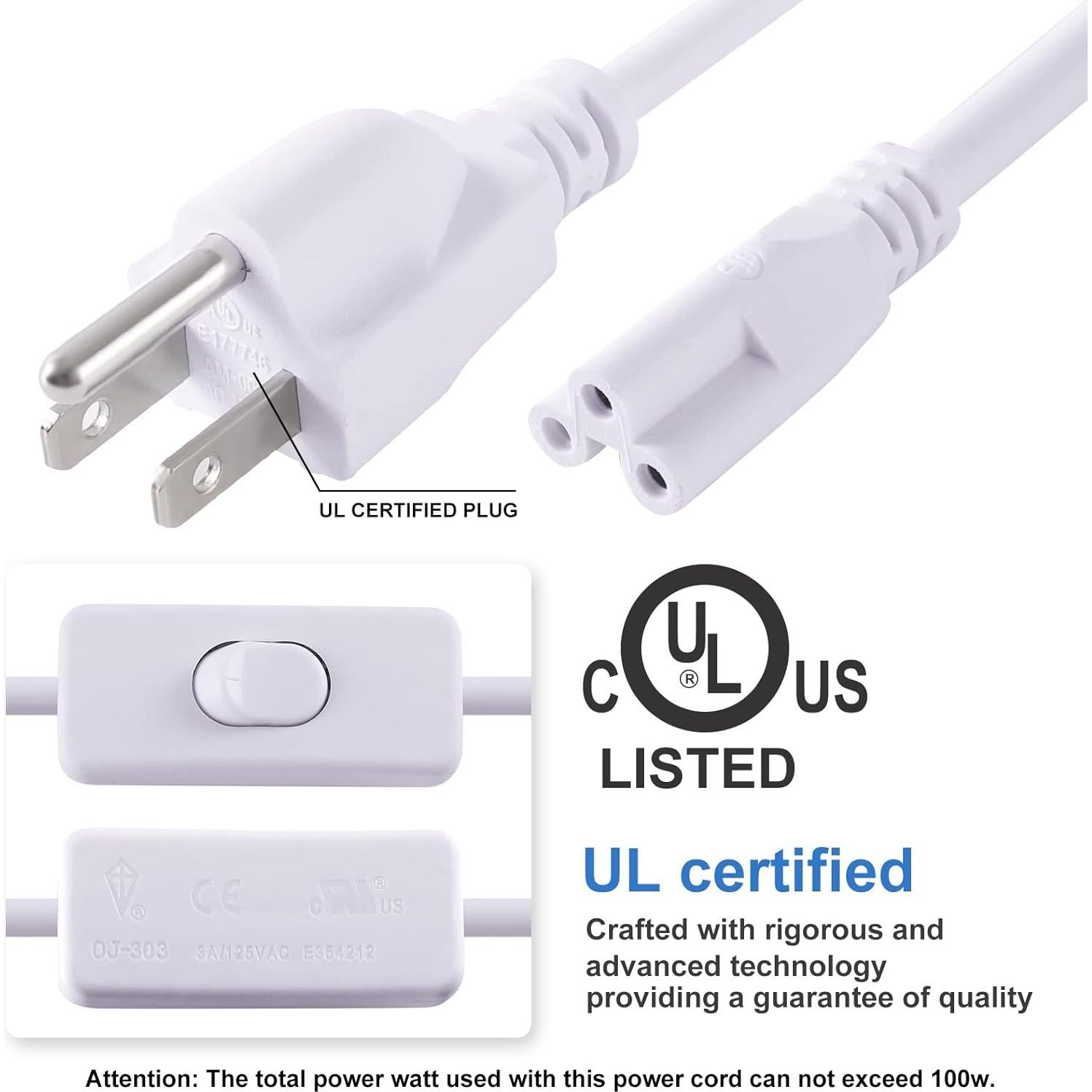 Cable de Alimentación LED T5 T8 TRLIFE 1.83 m con Interruptor - Paquete de 2