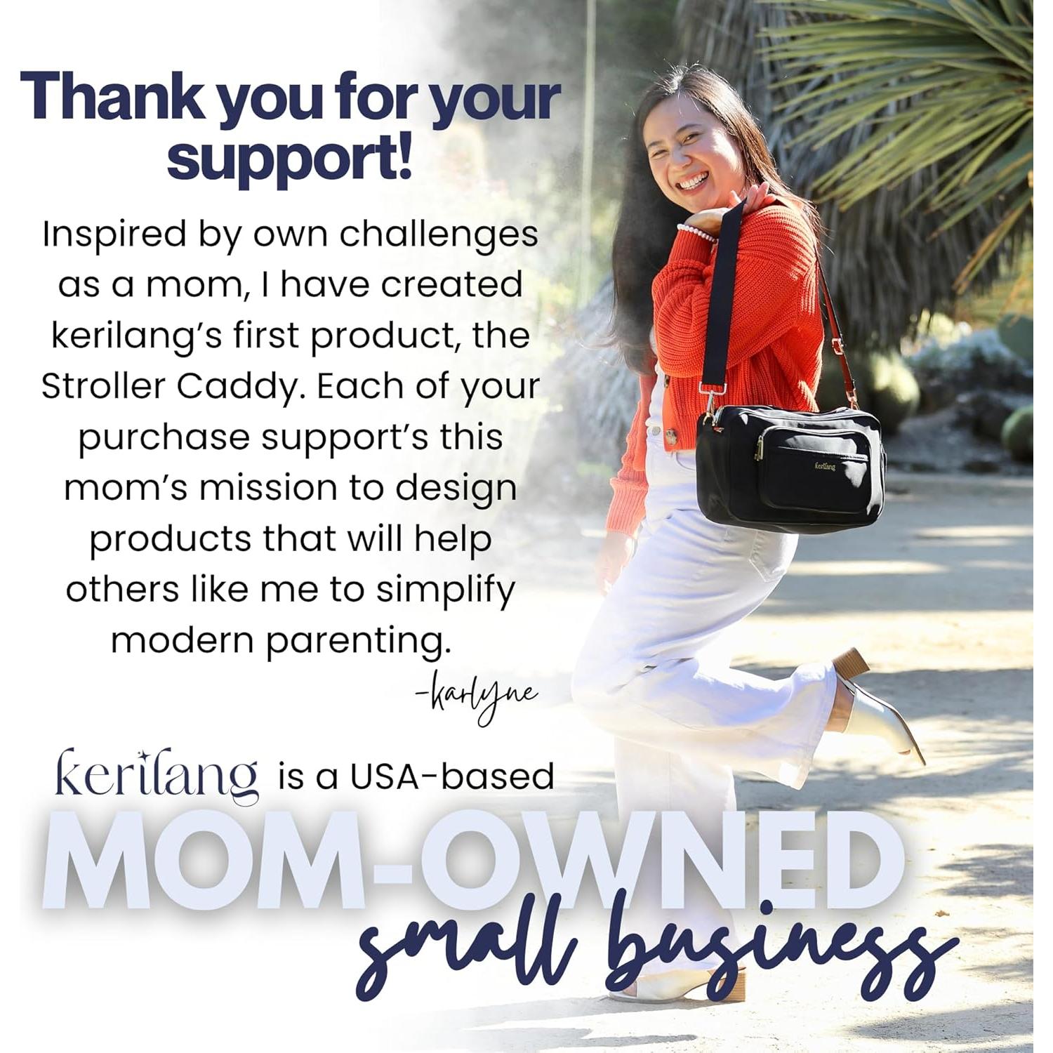 Caddy para Cochecito Kerilang Negro y Dorado con Soporte para Vaso