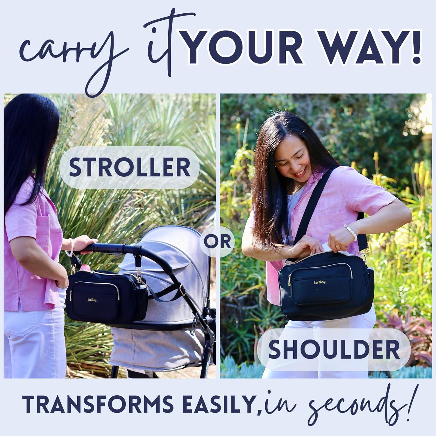 Caddy para Cochecito Kerilang Negro y Dorado con Soporte para Vaso