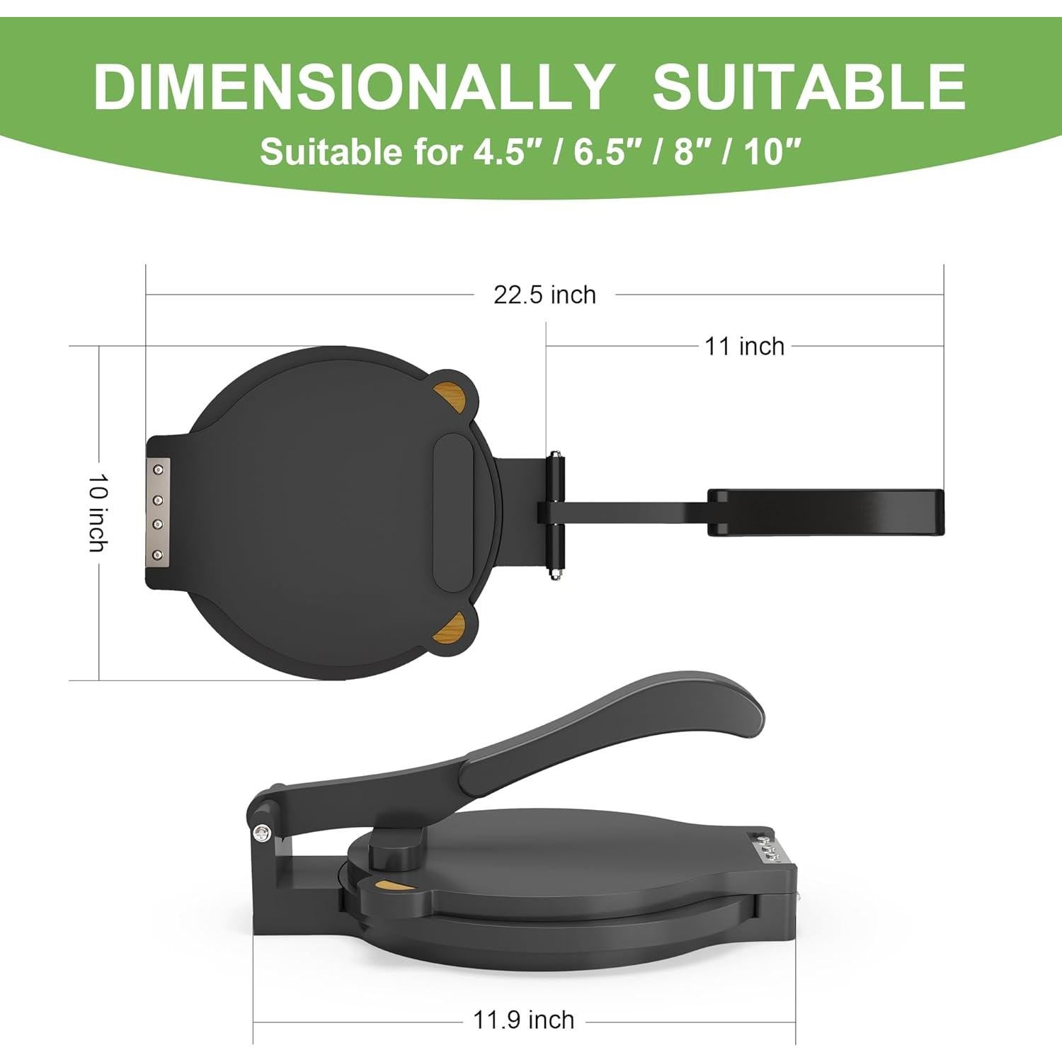 Prensa de Tortilla de Bambú 25.4 cm con 50 Papeles Pergamino