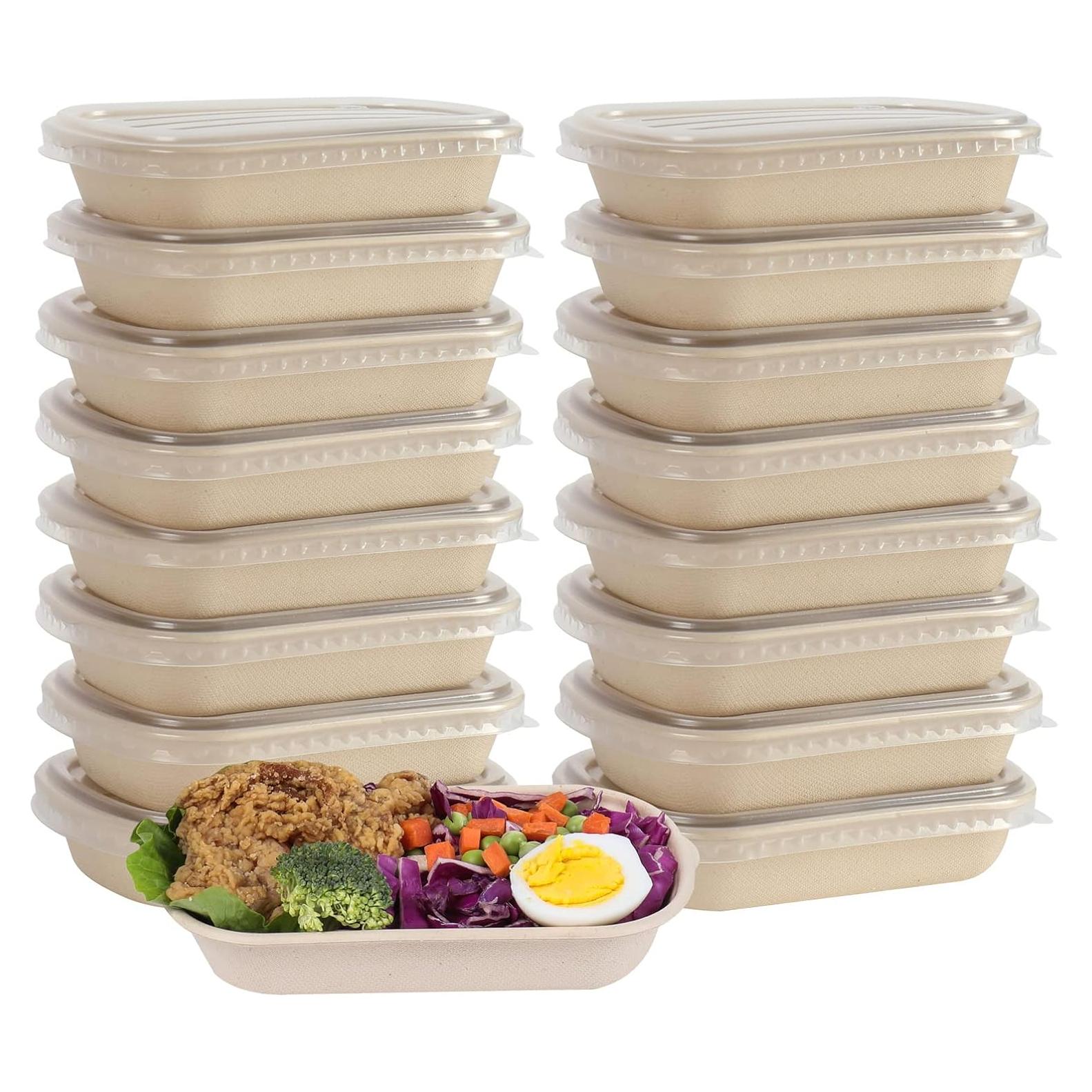 Tazones desechables de fibra de caña 17 oz - 50 unidades con tapas