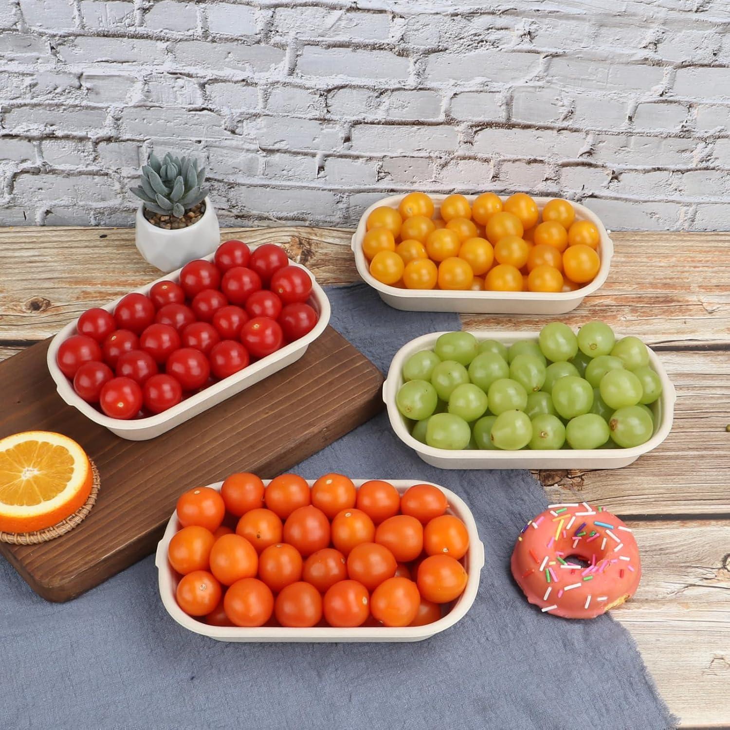 Tazones desechables de fibra de caña 17 oz - 50 unidades con tapas