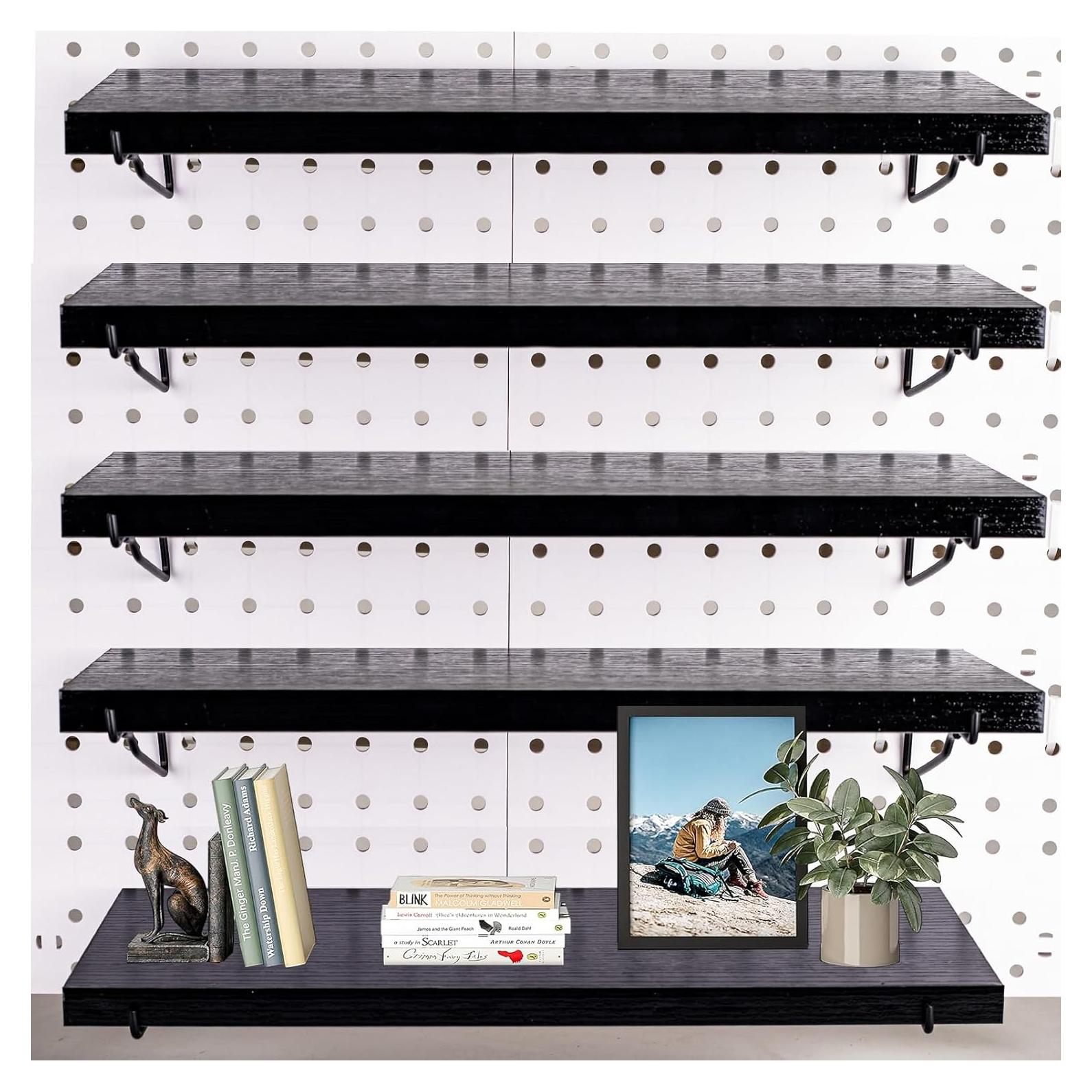 Estantes de Tablero Perforado YUSFKJ 4 Piezas Negro 34x15 cm