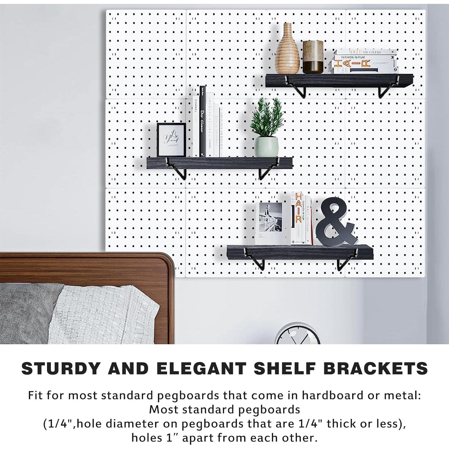 Estantes de Tablero Perforado YUSFKJ 4 Piezas Negro 34x15 cm