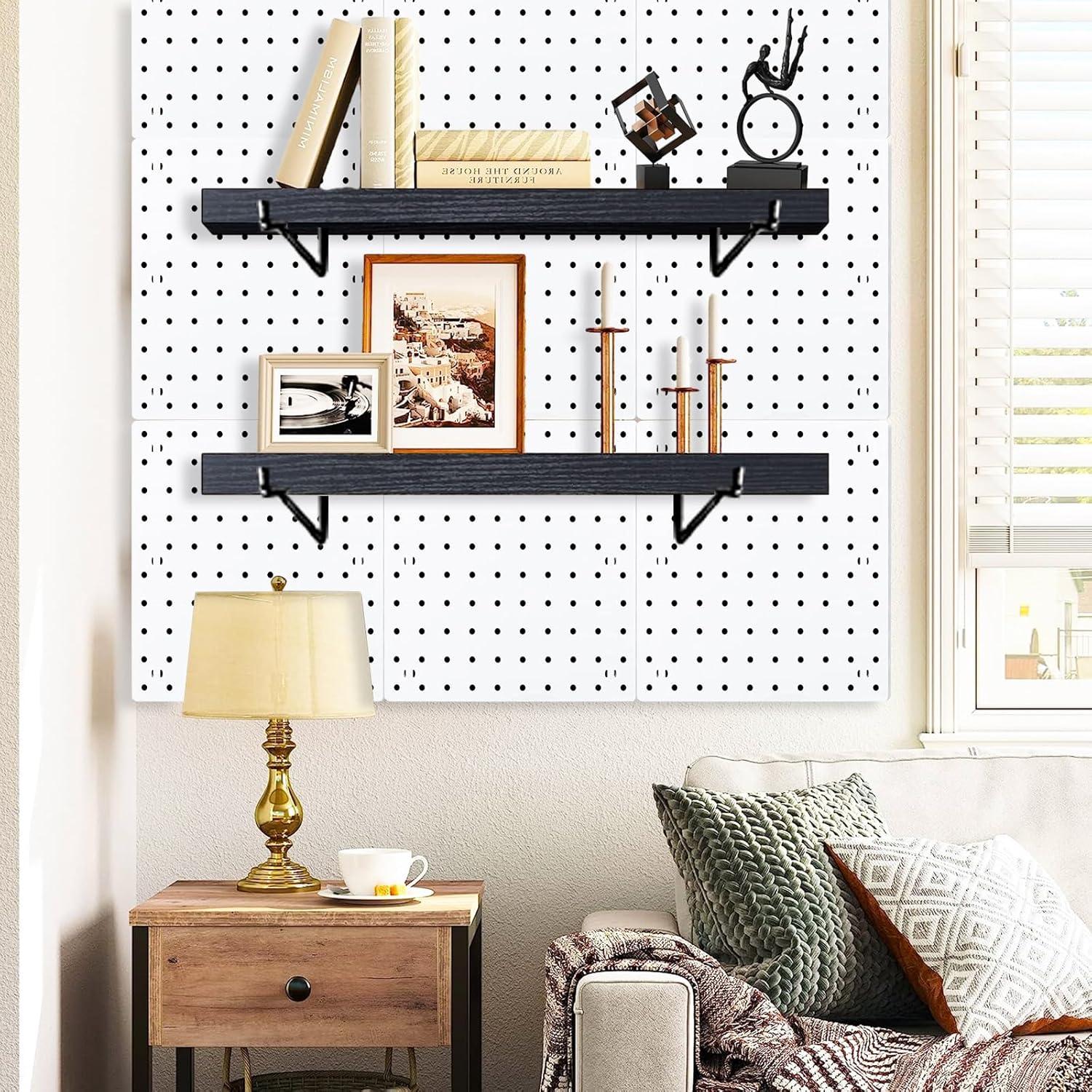 Estantes de Tablero Perforado YUSFKJ 4 Piezas Negro 34x15 cm