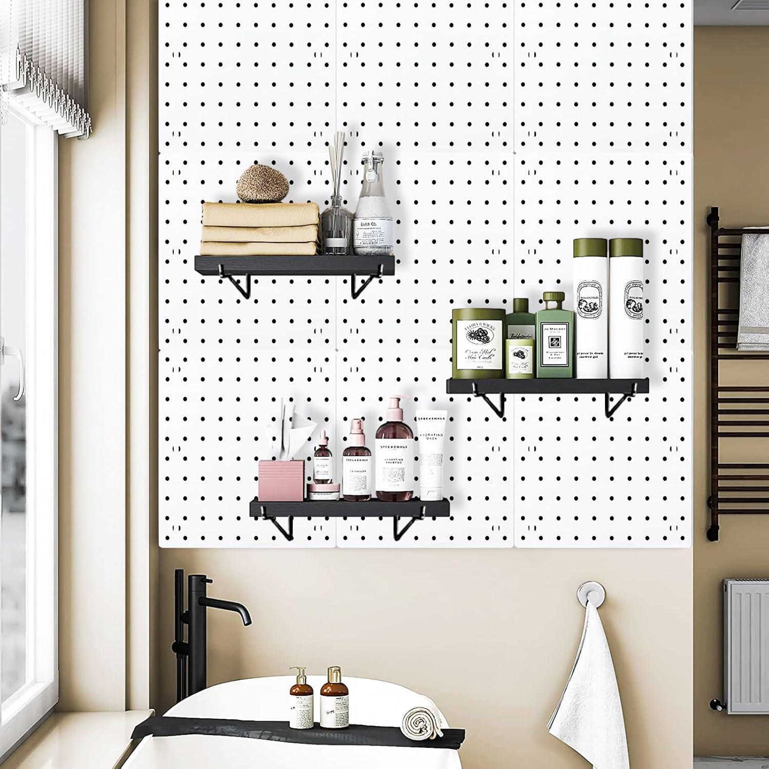 Estantes de Tablero Perforado YUSFKJ 4 Piezas Negro 34x15 cm