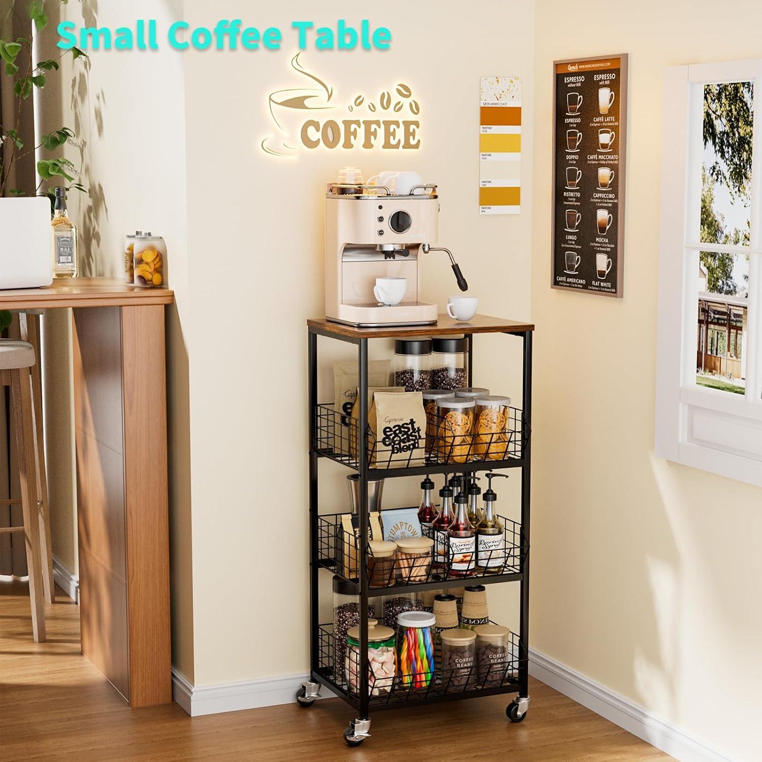 Carro de Cocina HapiRm Negro 4 Niveles con Ruedas y Divisores