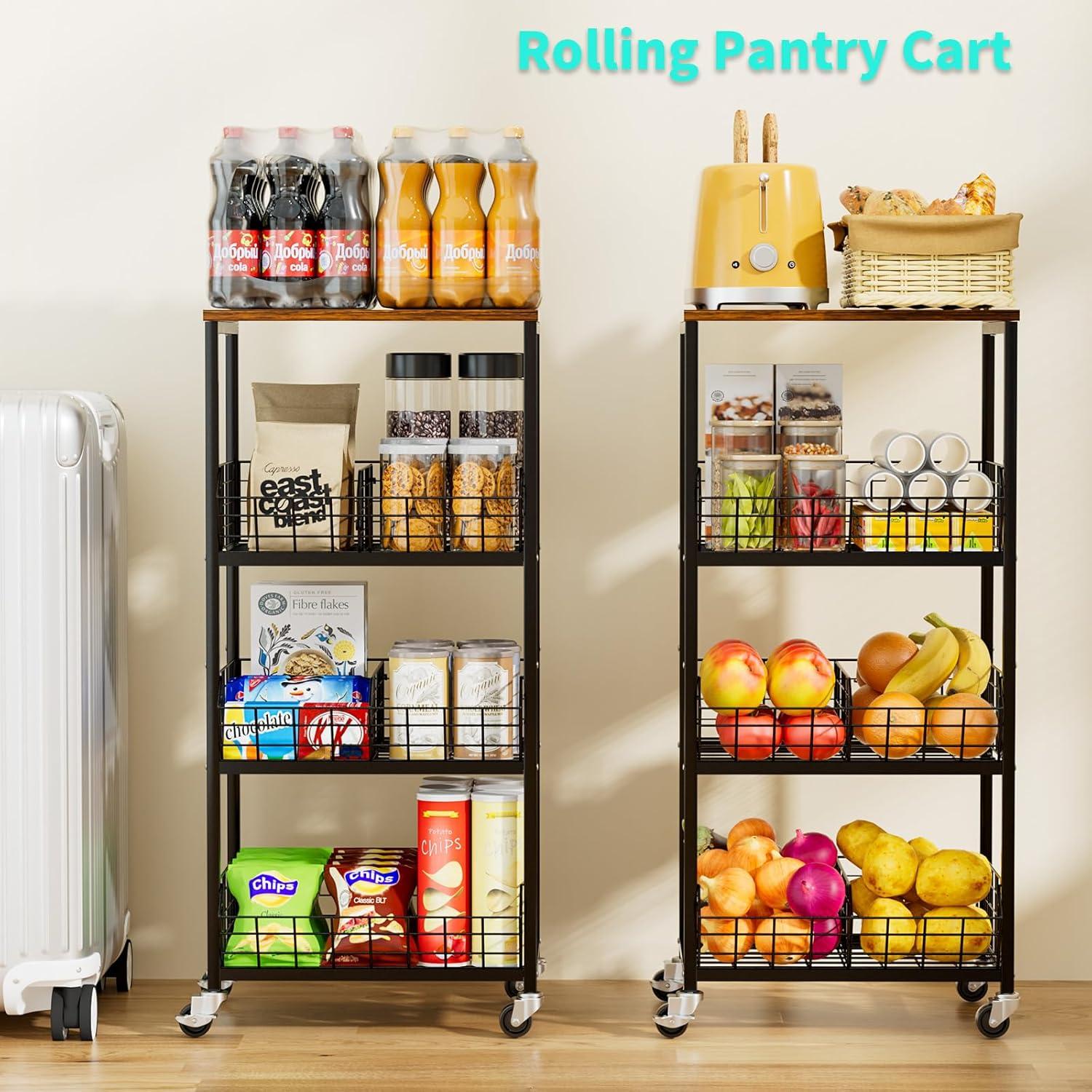 Carro de Cocina HapiRm Negro 4 Niveles con Ruedas y Divisores