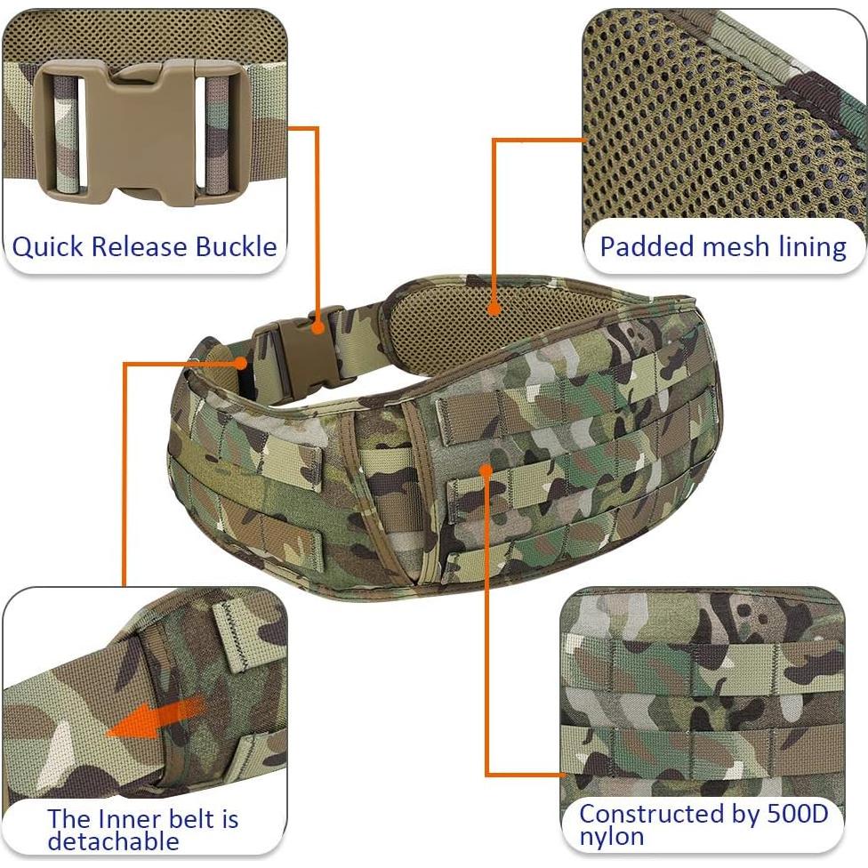 Cinturón Táctico Krydex Molle Acolchado Ajustable 93-144 cm